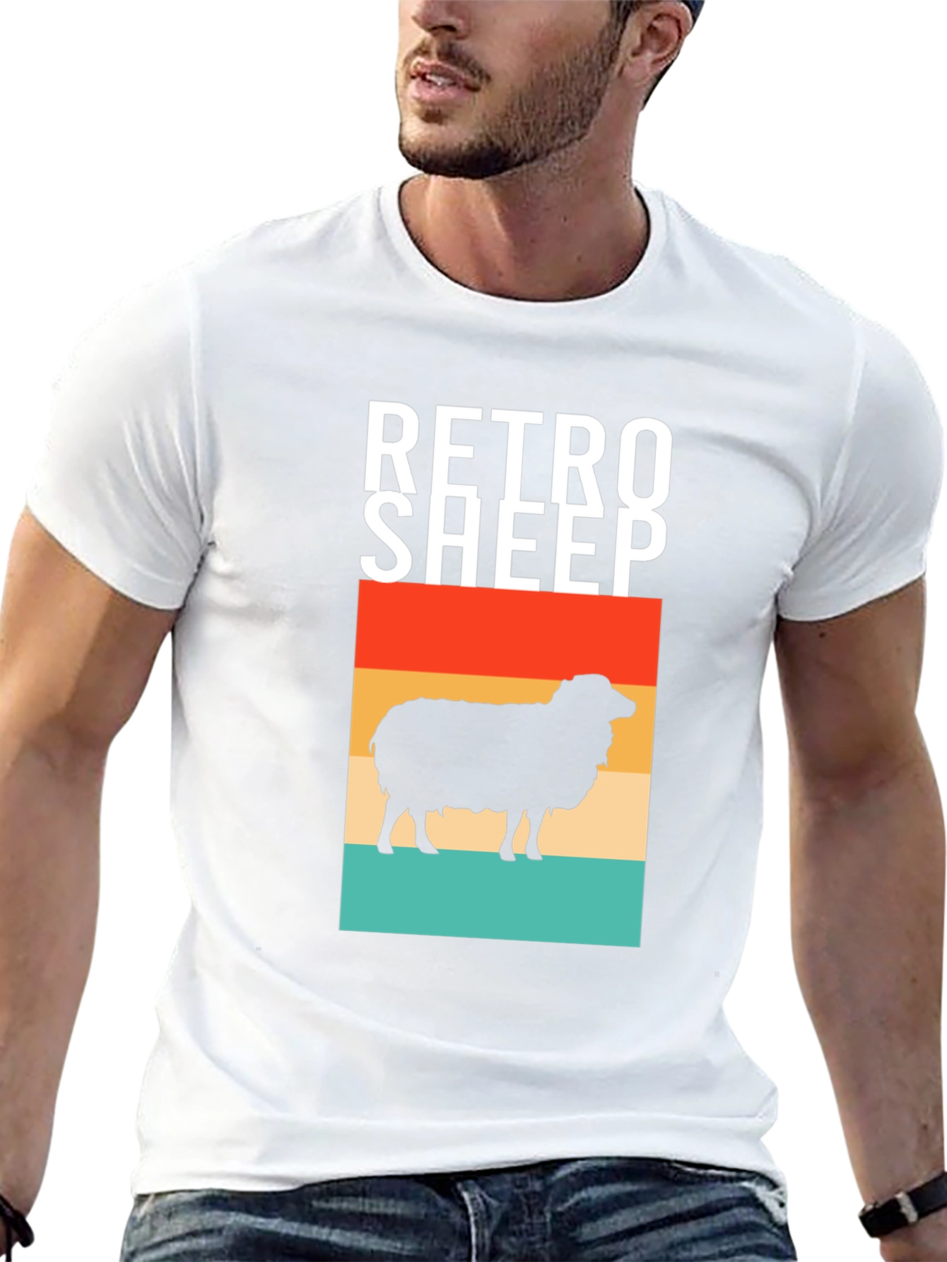 Retro Sheep Graphic Tee - Stylish Mens Black T-Shirt