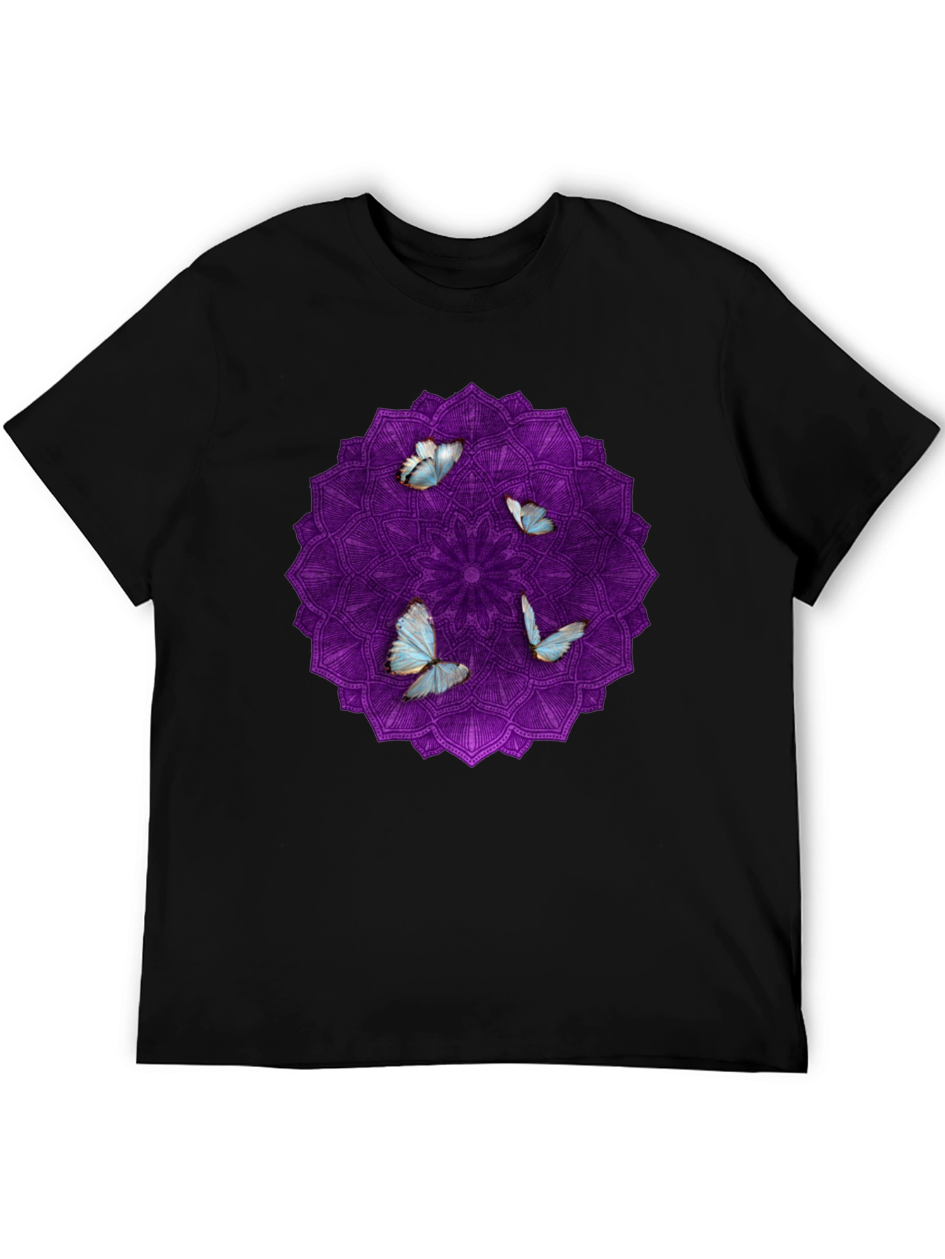 Butterfly Mandala Black T-Shirt