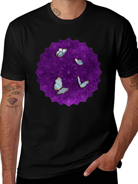 Butterfly Mandala Black T-Shirt