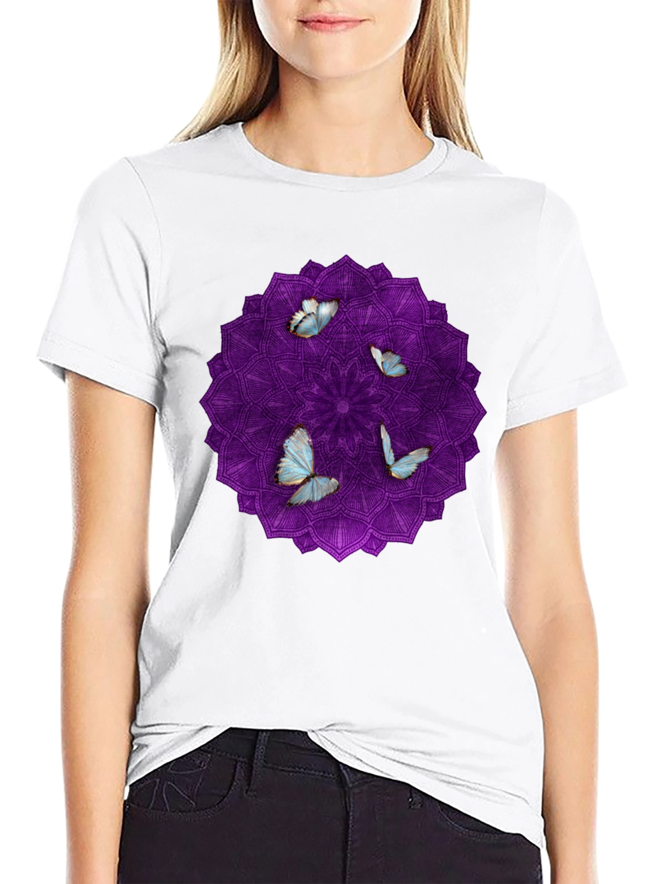 Butterfly Mandala Black T-Shirt