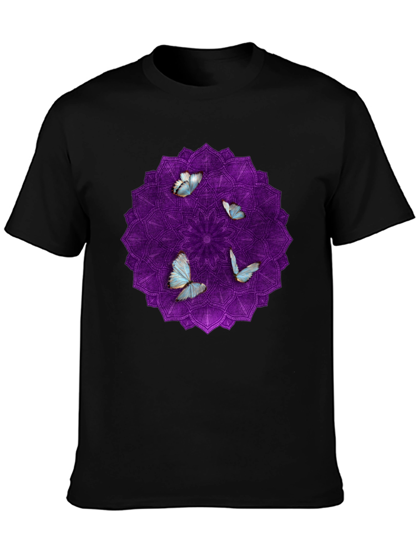 Butterfly Mandala Black T-Shirt