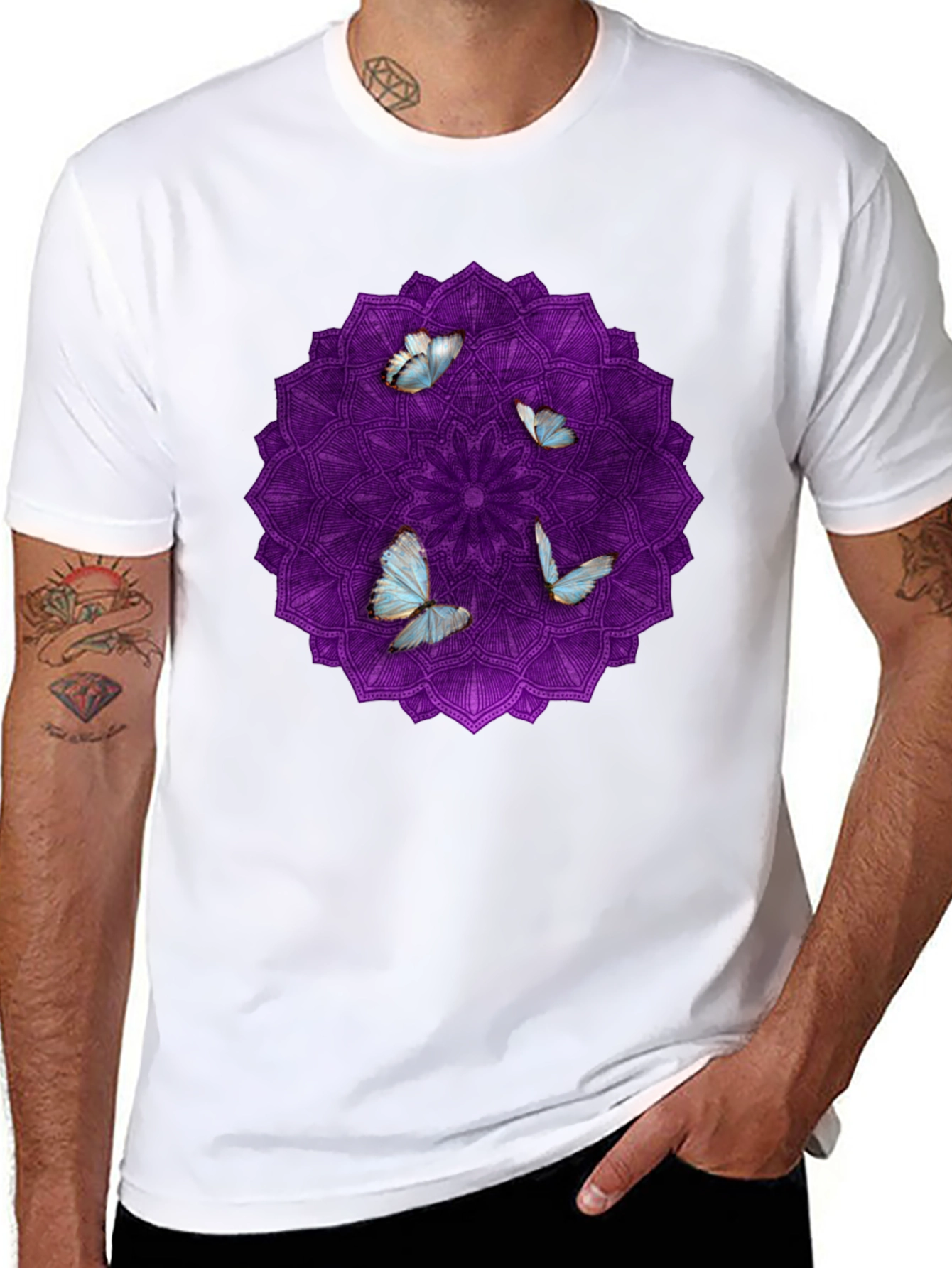 Butterfly Mandala Black T-Shirt