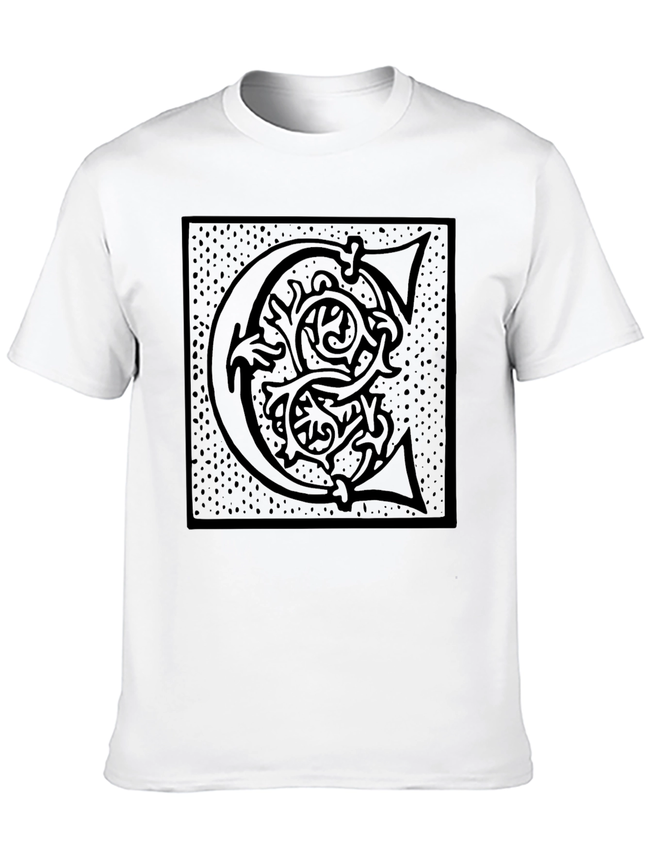 Ornate Initial C Graphic T-Shirt - Black