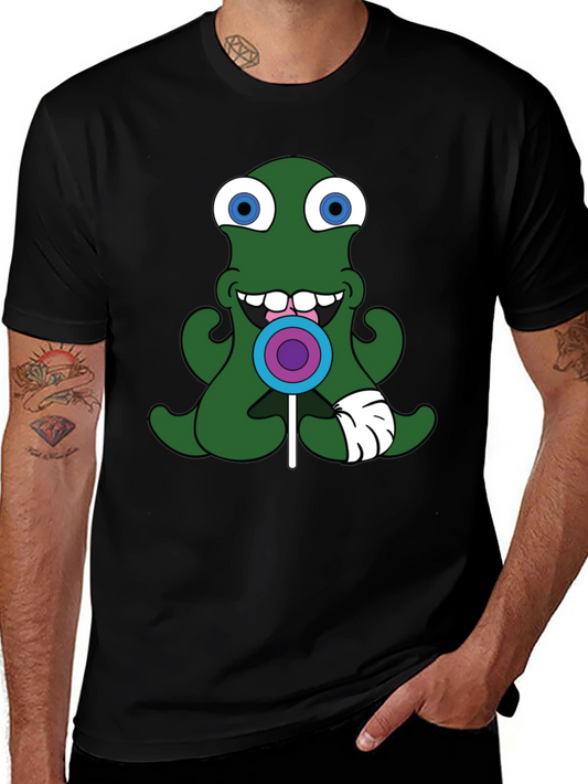 Green Alien Lollipop Graphic Tee - Black