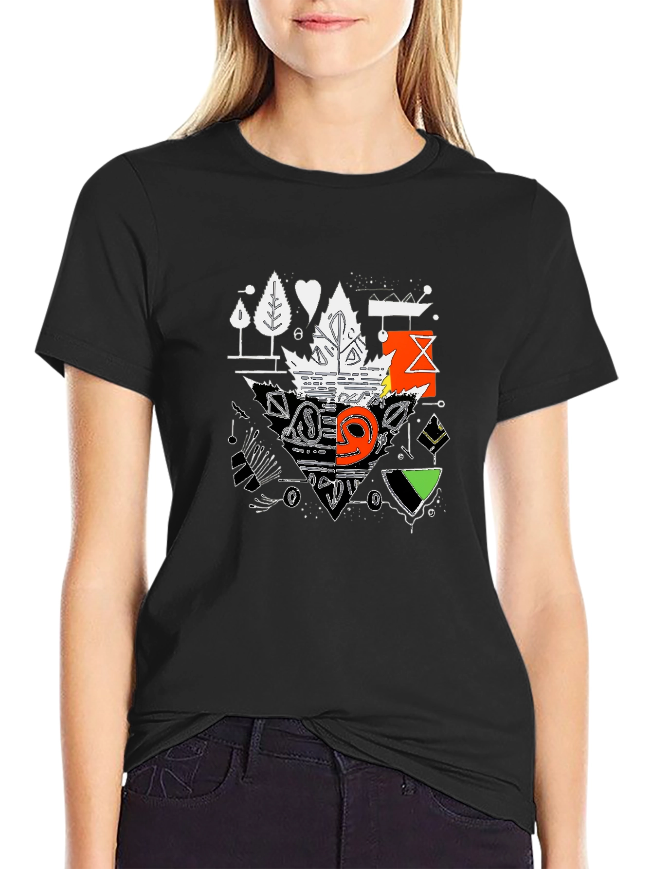 Abstract Graphic Tee - Black Casual Shirt