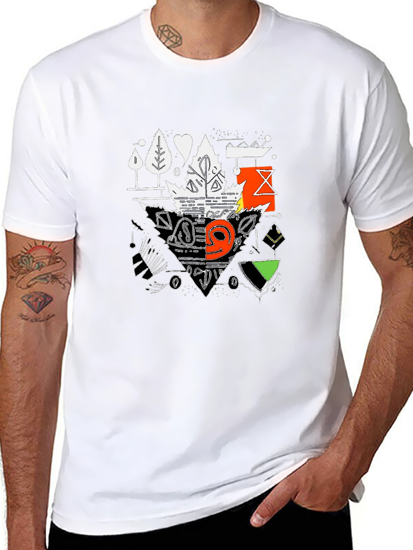 Abstract Graphic Tee - Black Casual Shirt