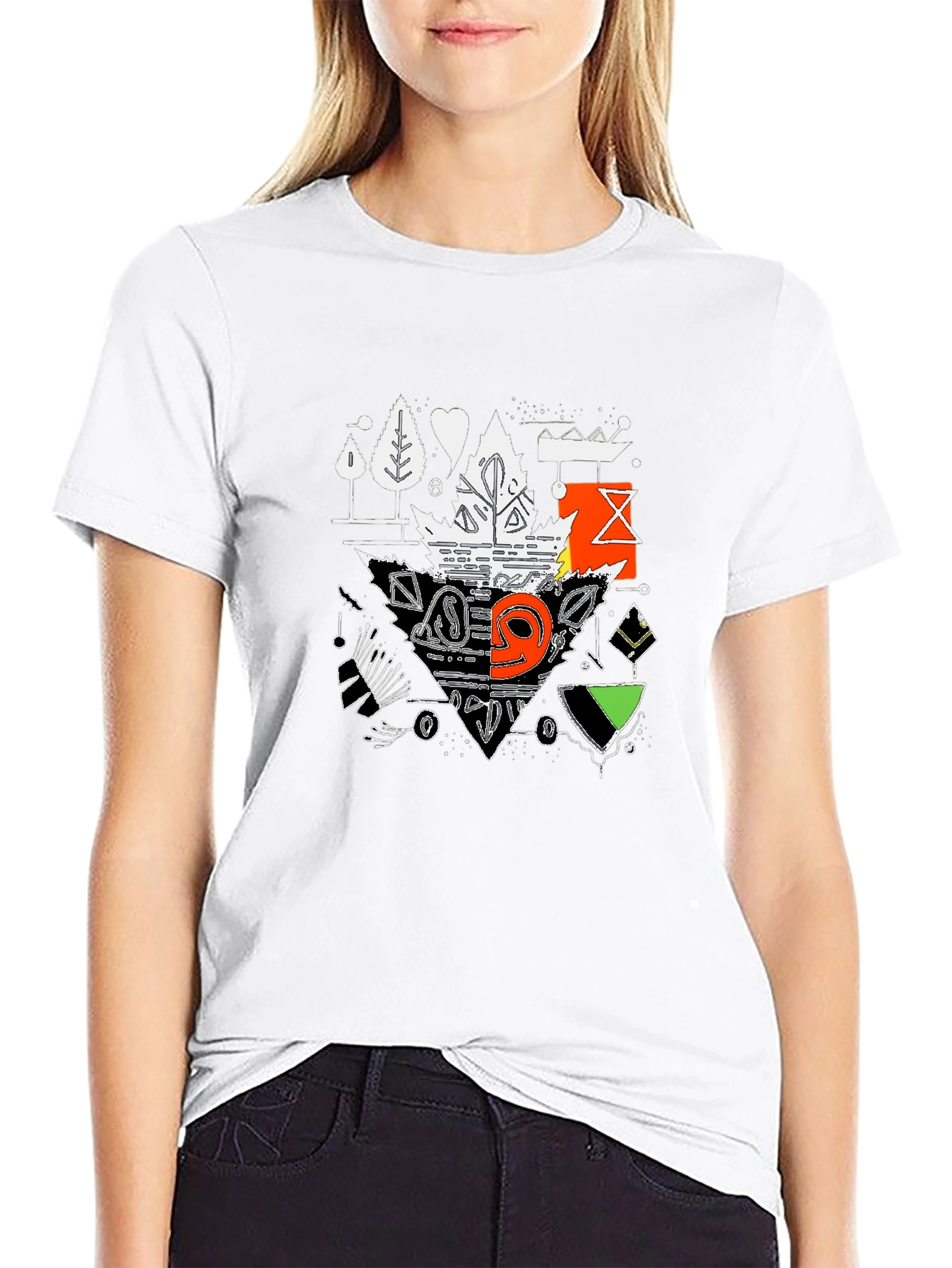 Abstract Graphic Tee - Black Casual Shirt
