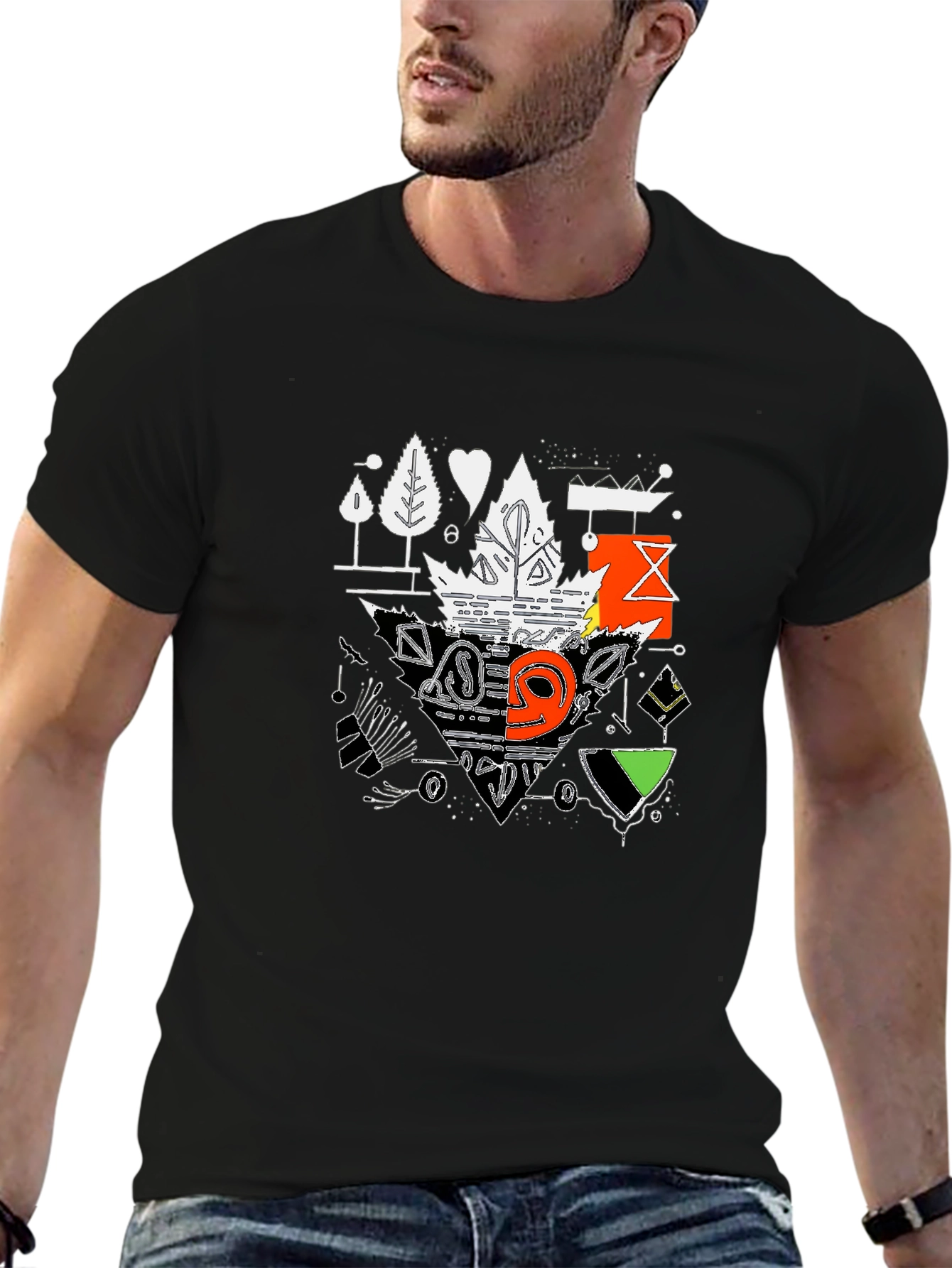 Abstract Graphic Tee - Black Casual Shirt