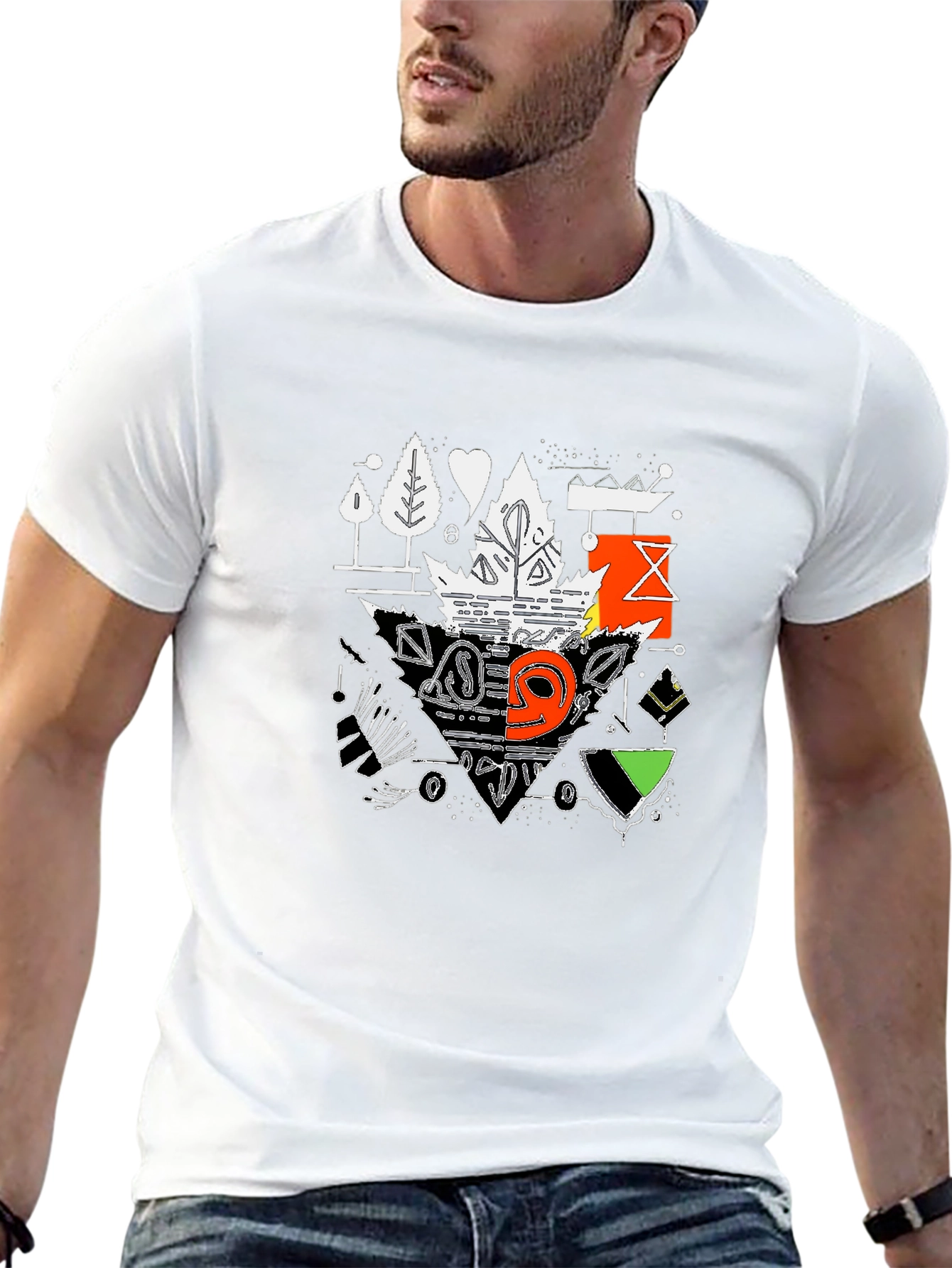Abstract Graphic Tee - Black Casual Shirt