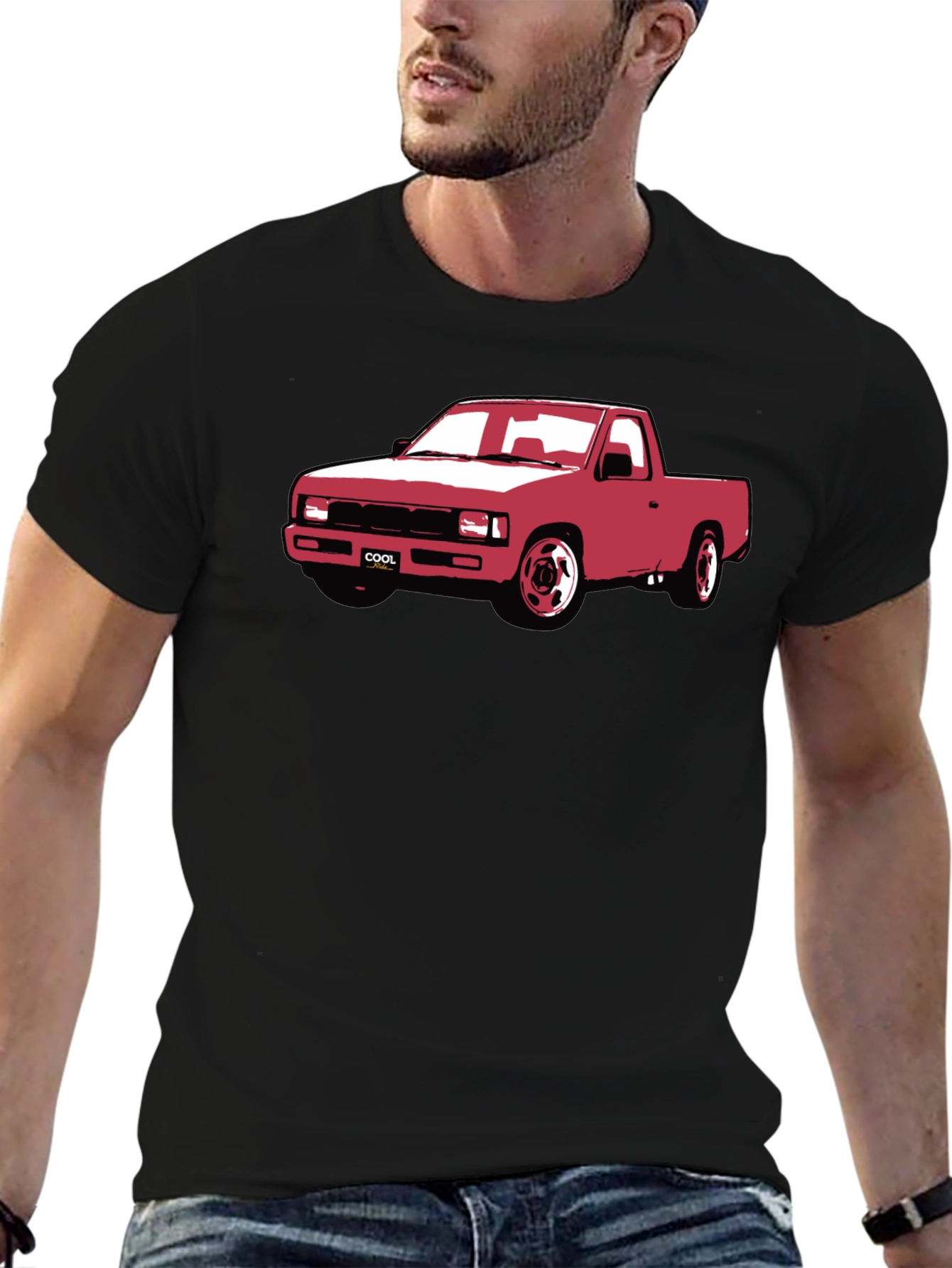 Cool Car Graphic T-Shirt - Black Crew Neck Tee