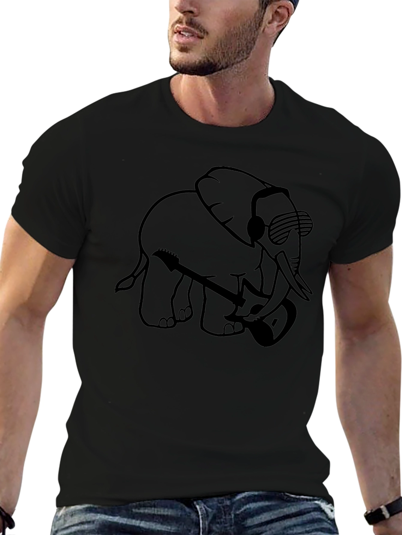 Elephant DJ Black Graphic Tee