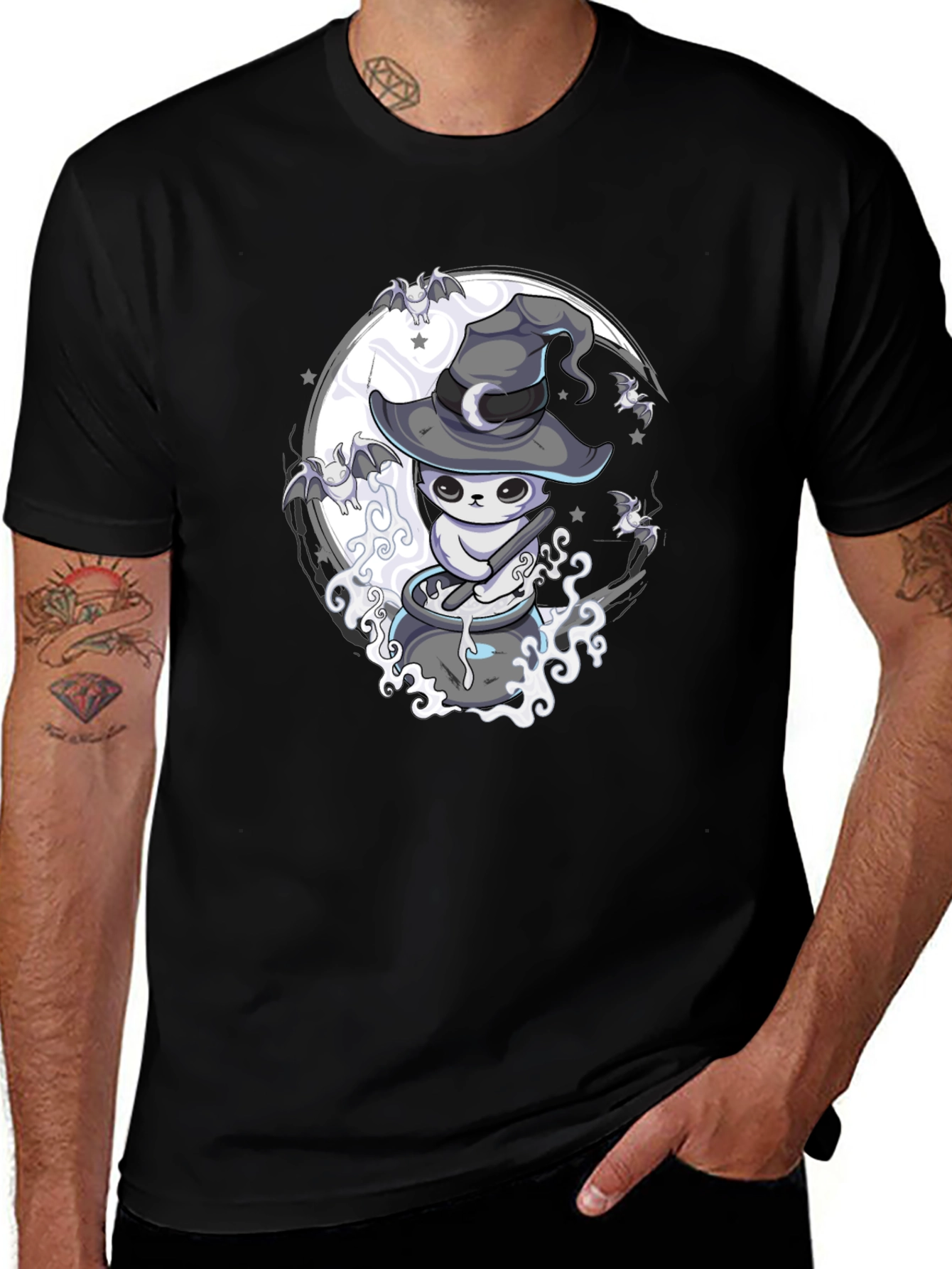 Witch Cat Brew T-Shirt - Spooky Halloween Design