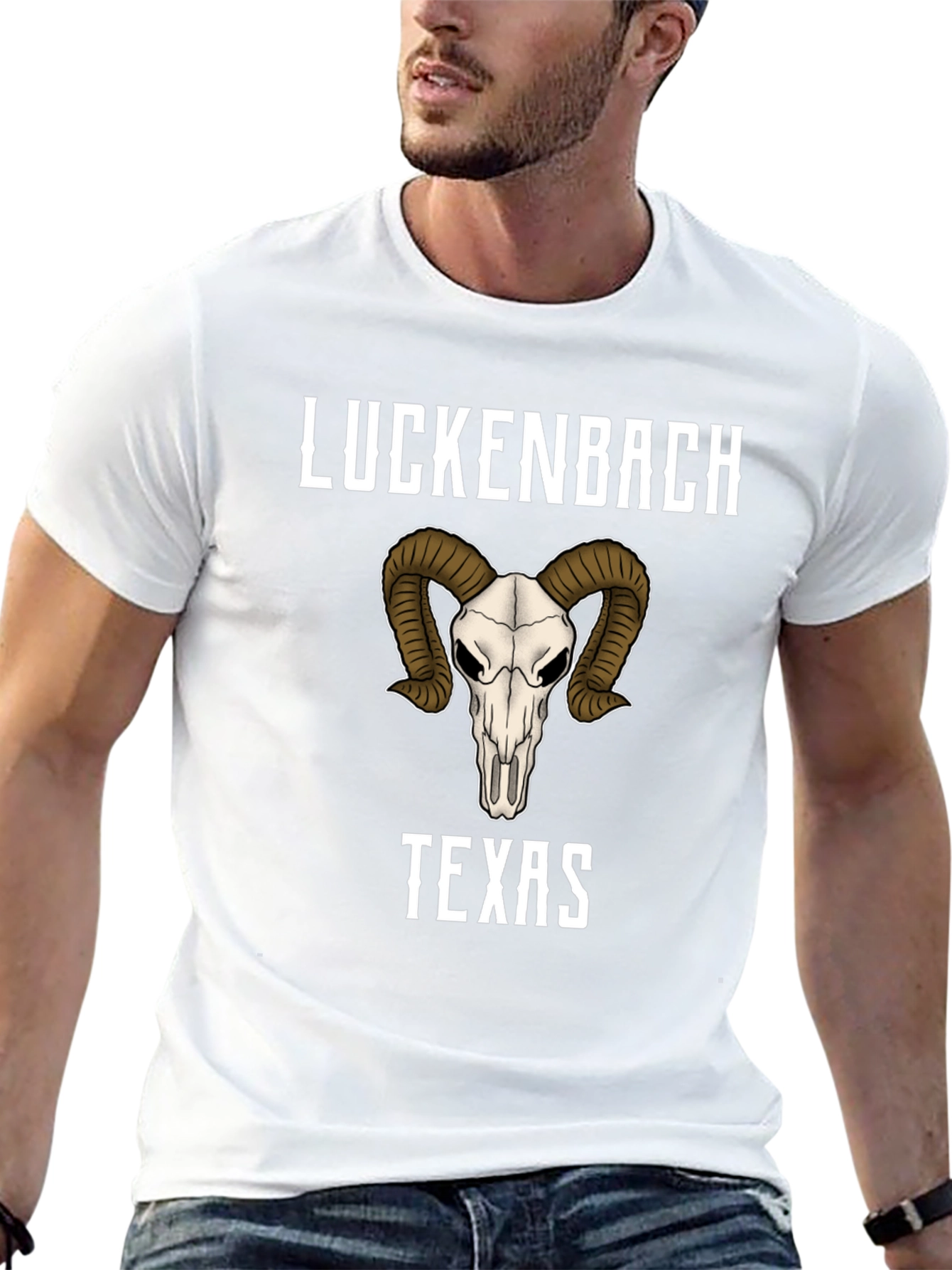 Luckenbach Texas Ram Skull Graphic T-Shirt