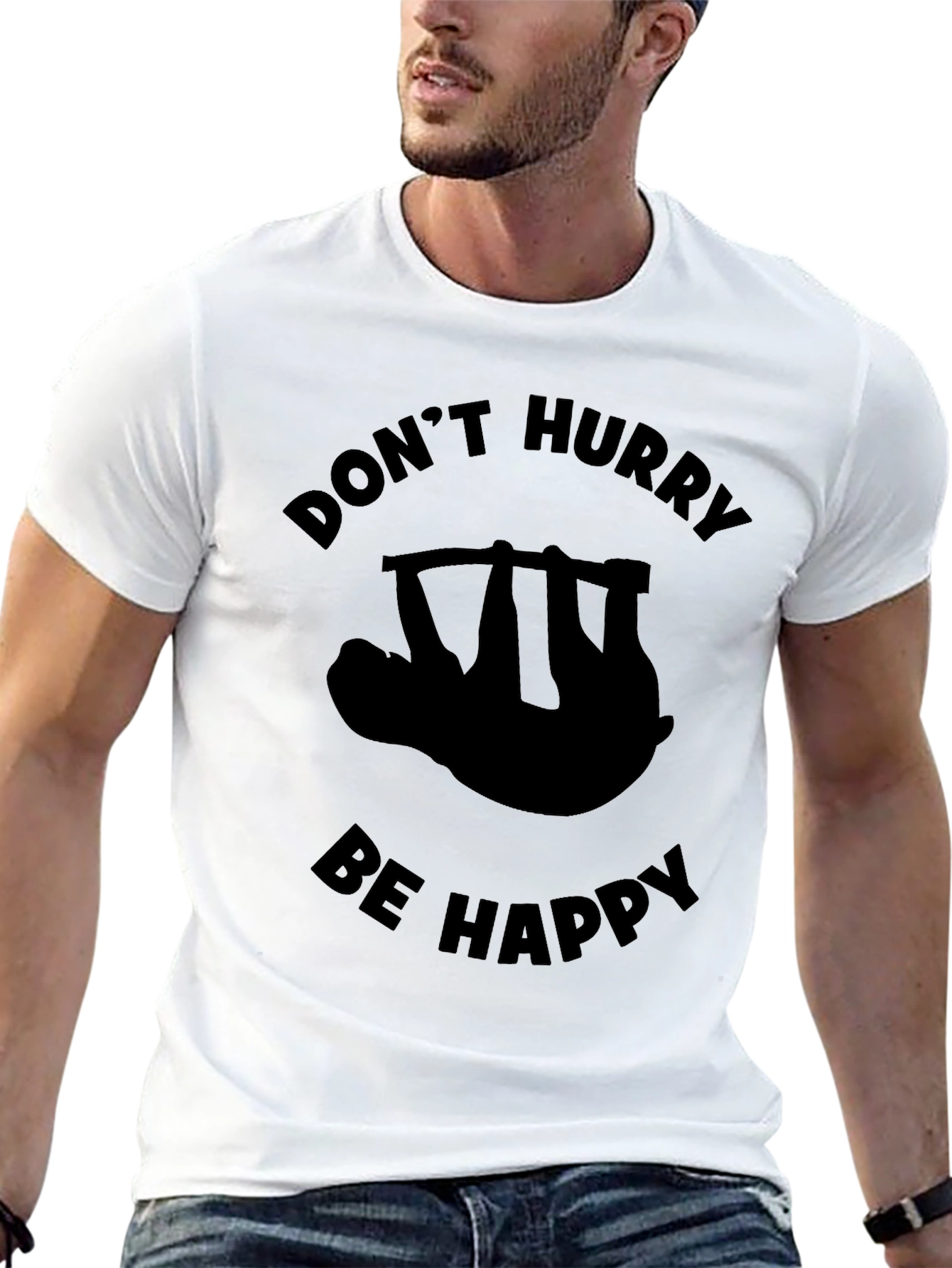 Dont Hurry Be Happy Sloth Graphic Tee