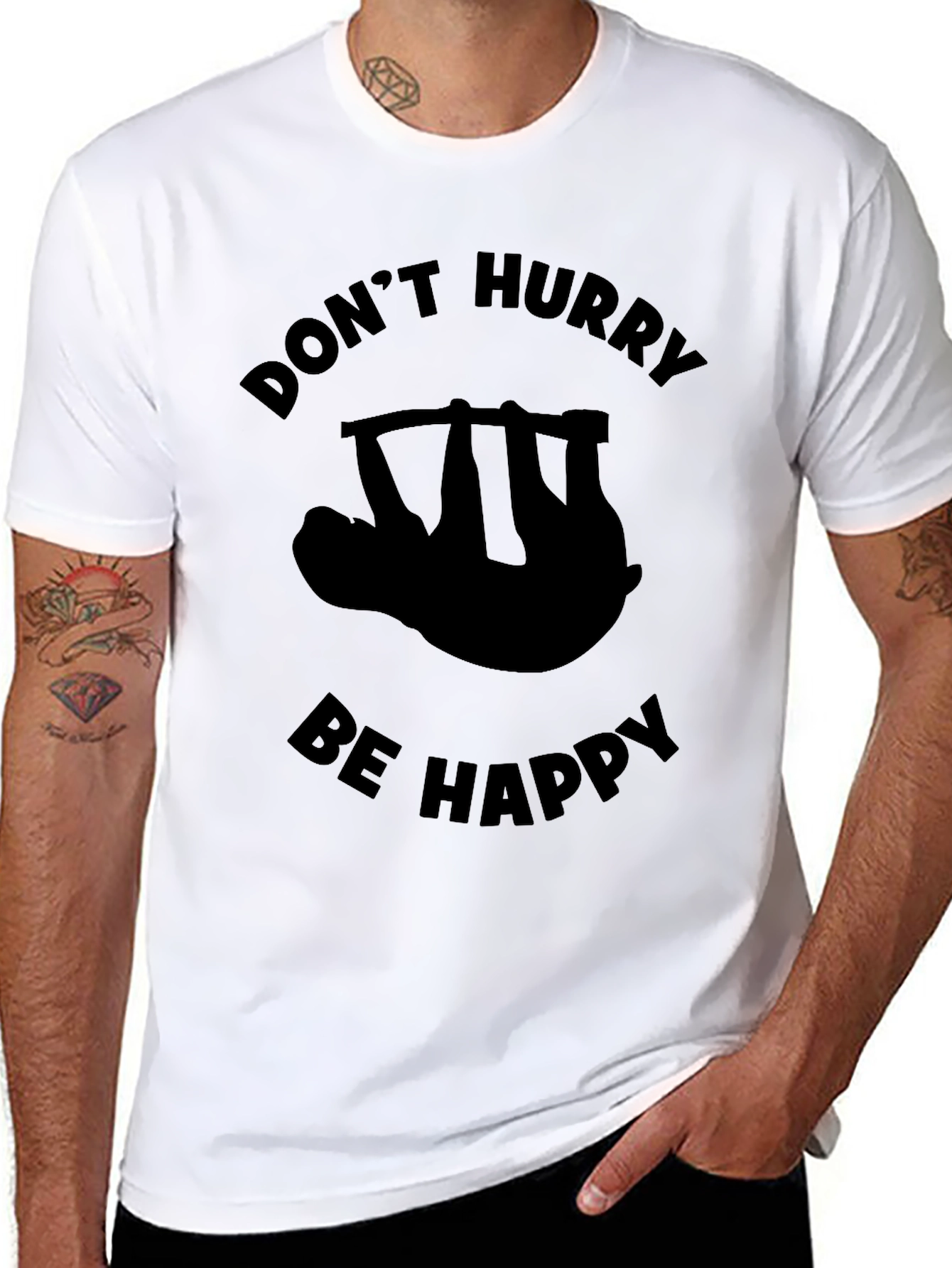 Dont Hurry Be Happy Sloth Graphic Tee