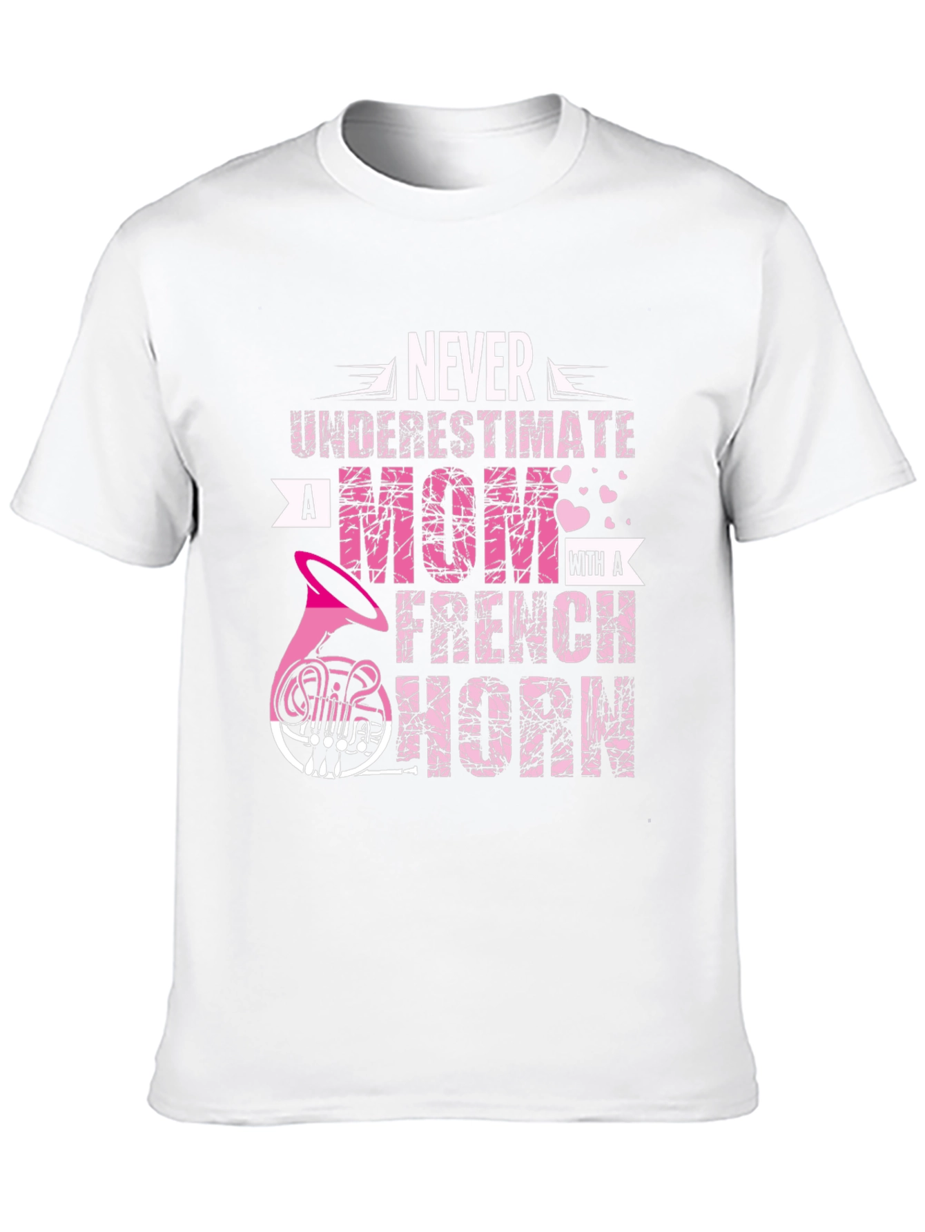 Never Underestimate Mom French Horn Black T-Shirt
