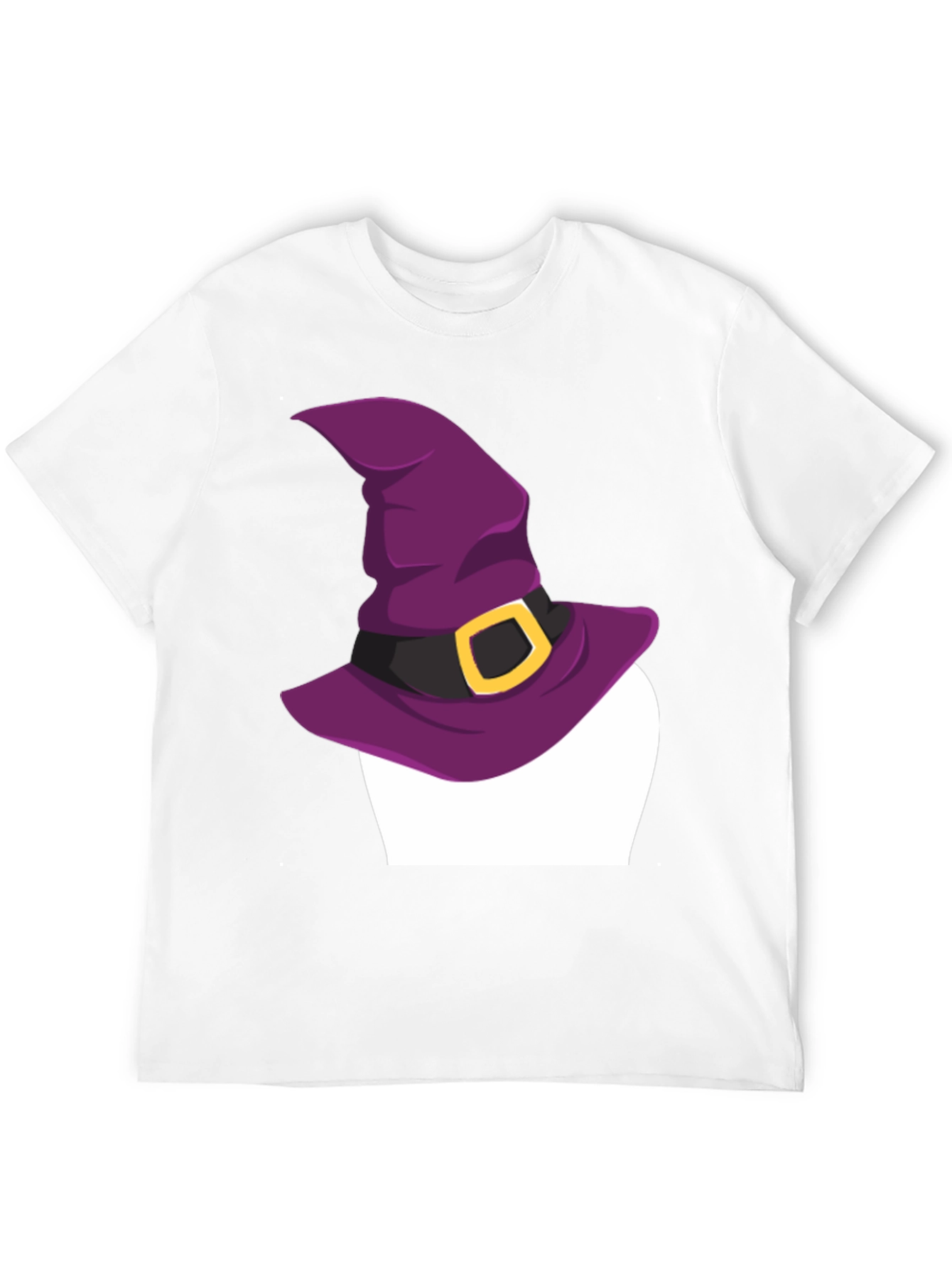 Halloween Witch Hat Graphic Tee - Black Cotton T-Shirt