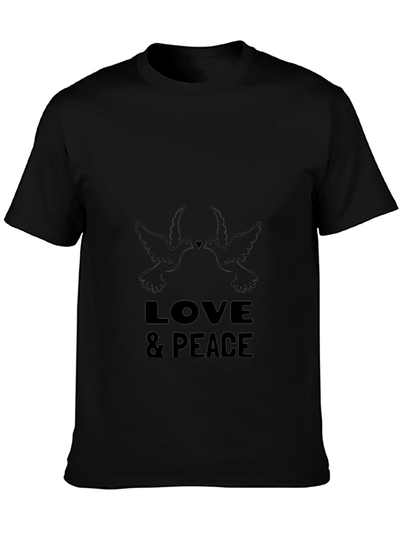 Love & Peace Dove Graphic Black T-Shirt