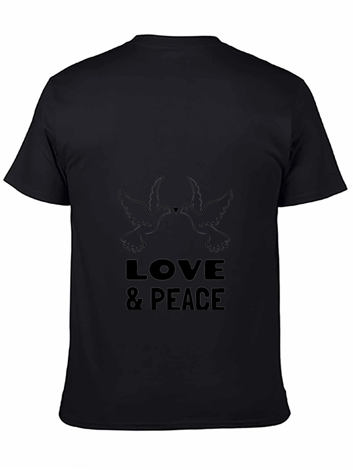 Love & Peace Dove Graphic Black T-Shirt