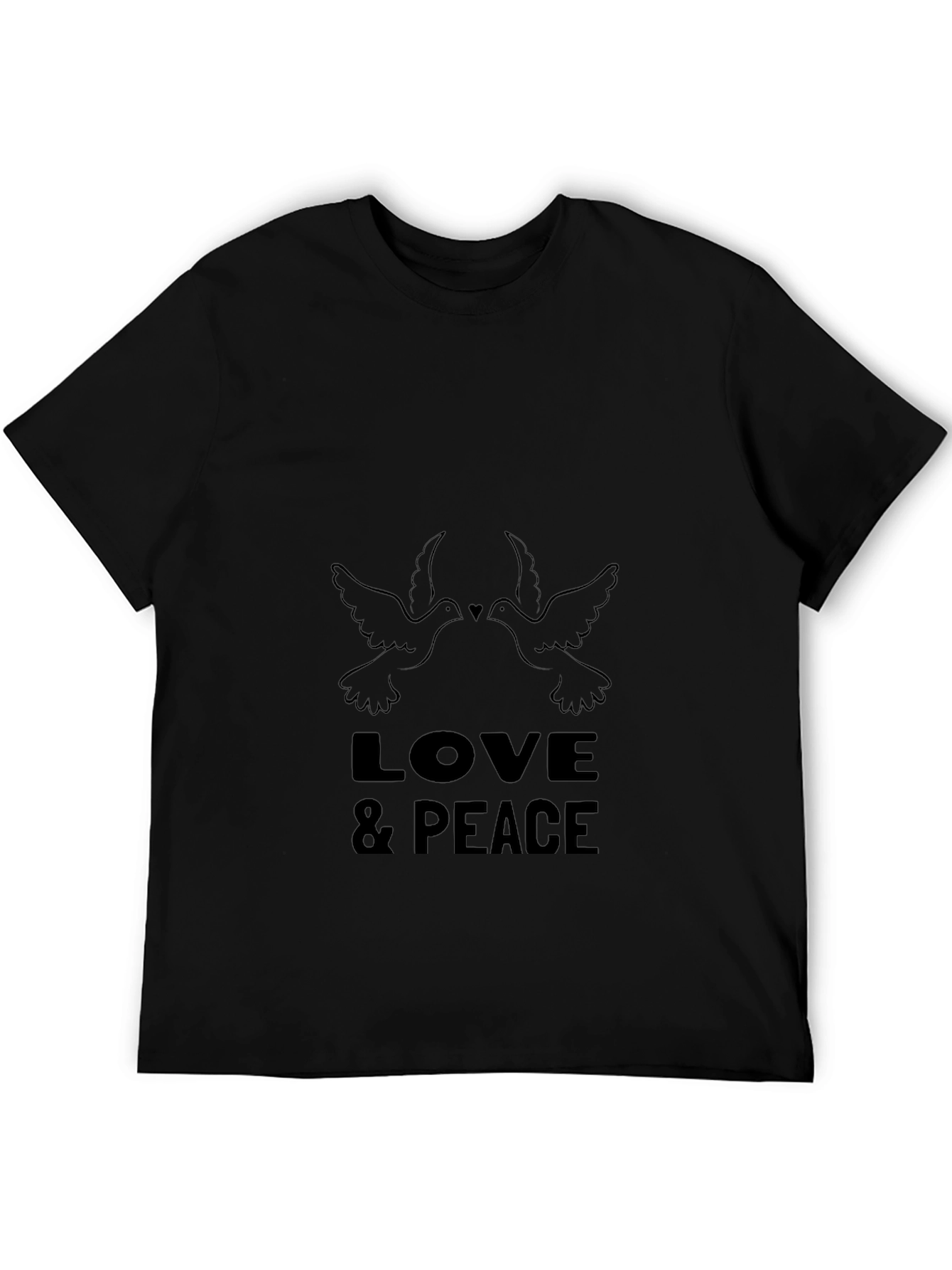 Love & Peace Dove Graphic Black T-Shirt