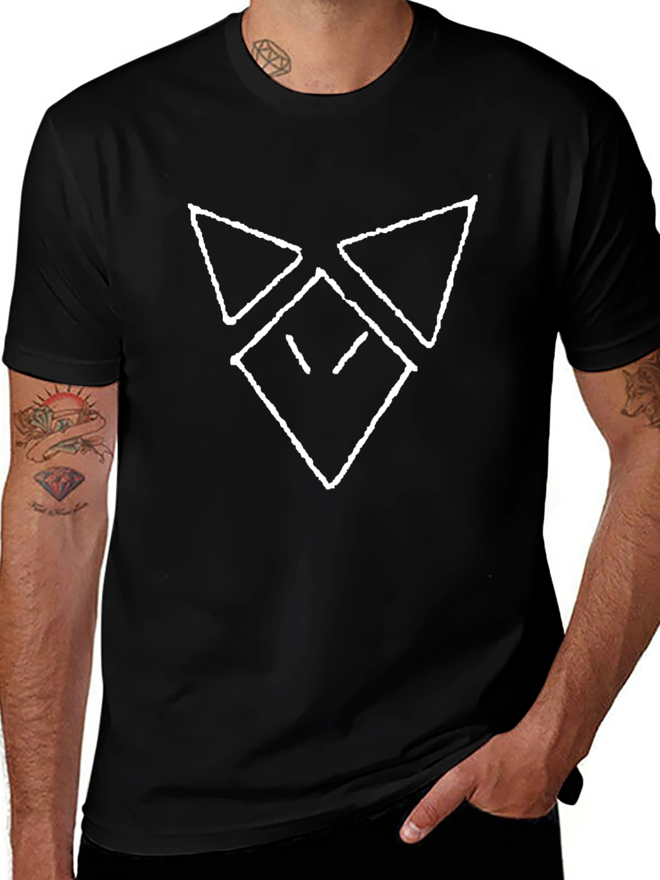 Abstract Geometric Graphic Print Black T-Shirt
