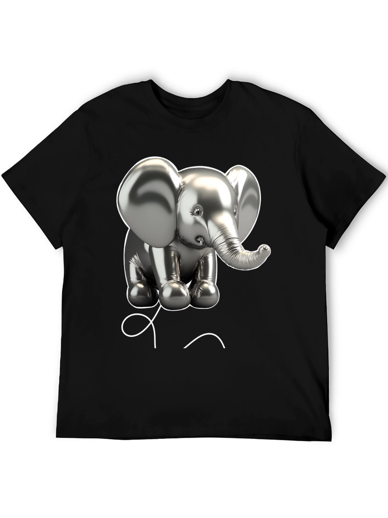 Elephant Balloon Graphic Tee - Black Cotton T-Shirt