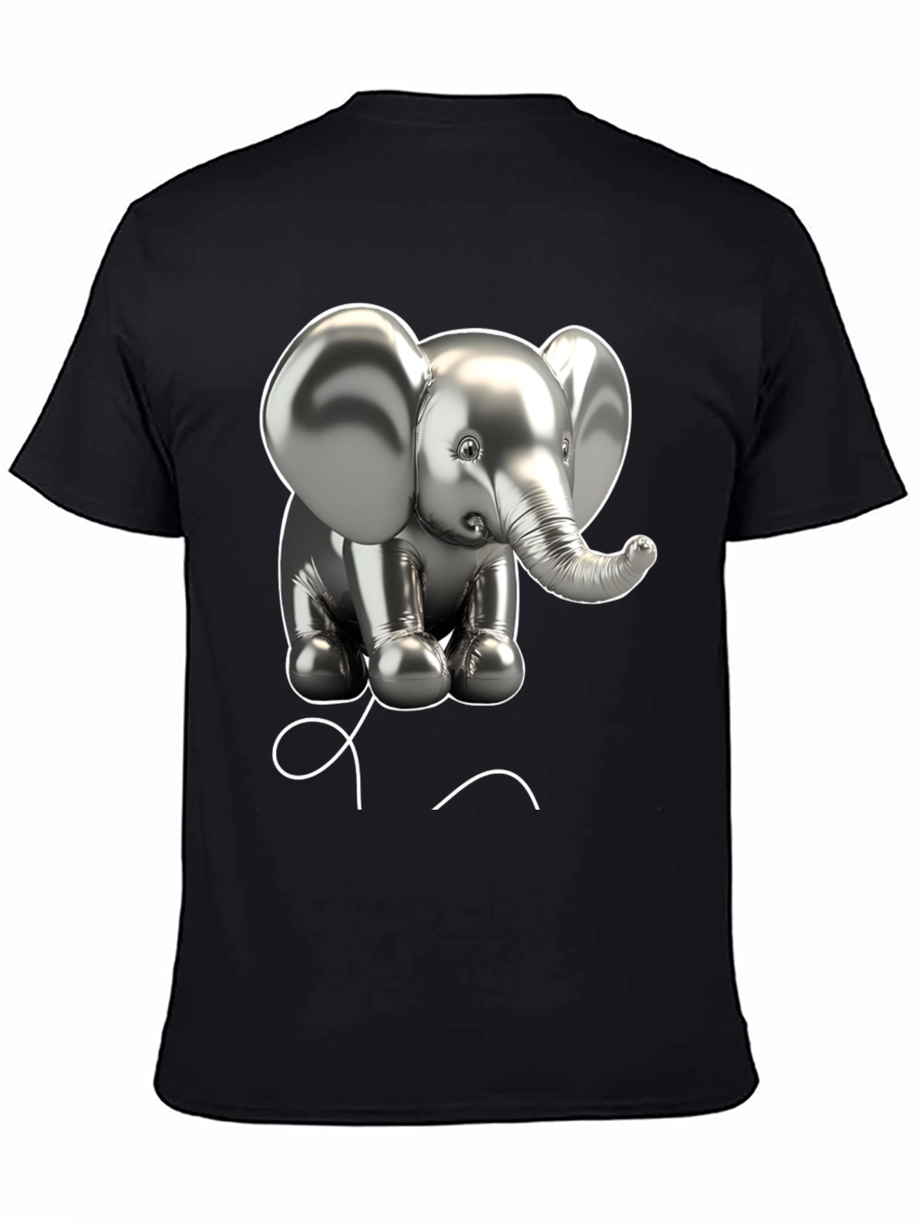Elephant Balloon Graphic Tee - Black Cotton T-Shirt