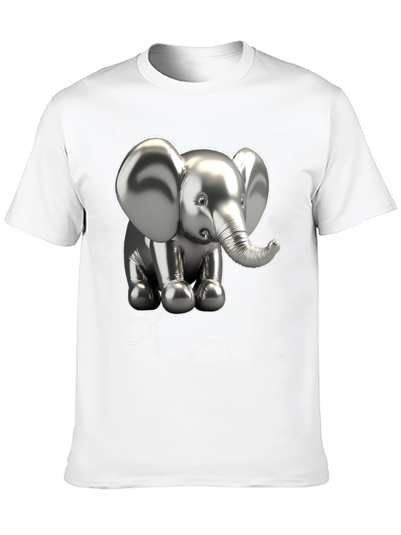 Elephant Balloon Graphic Tee - Black Cotton T-Shirt