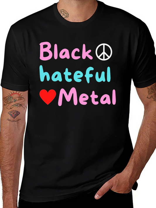 Black Hateful Metal Graphic Tee - Novelty T-Shirt