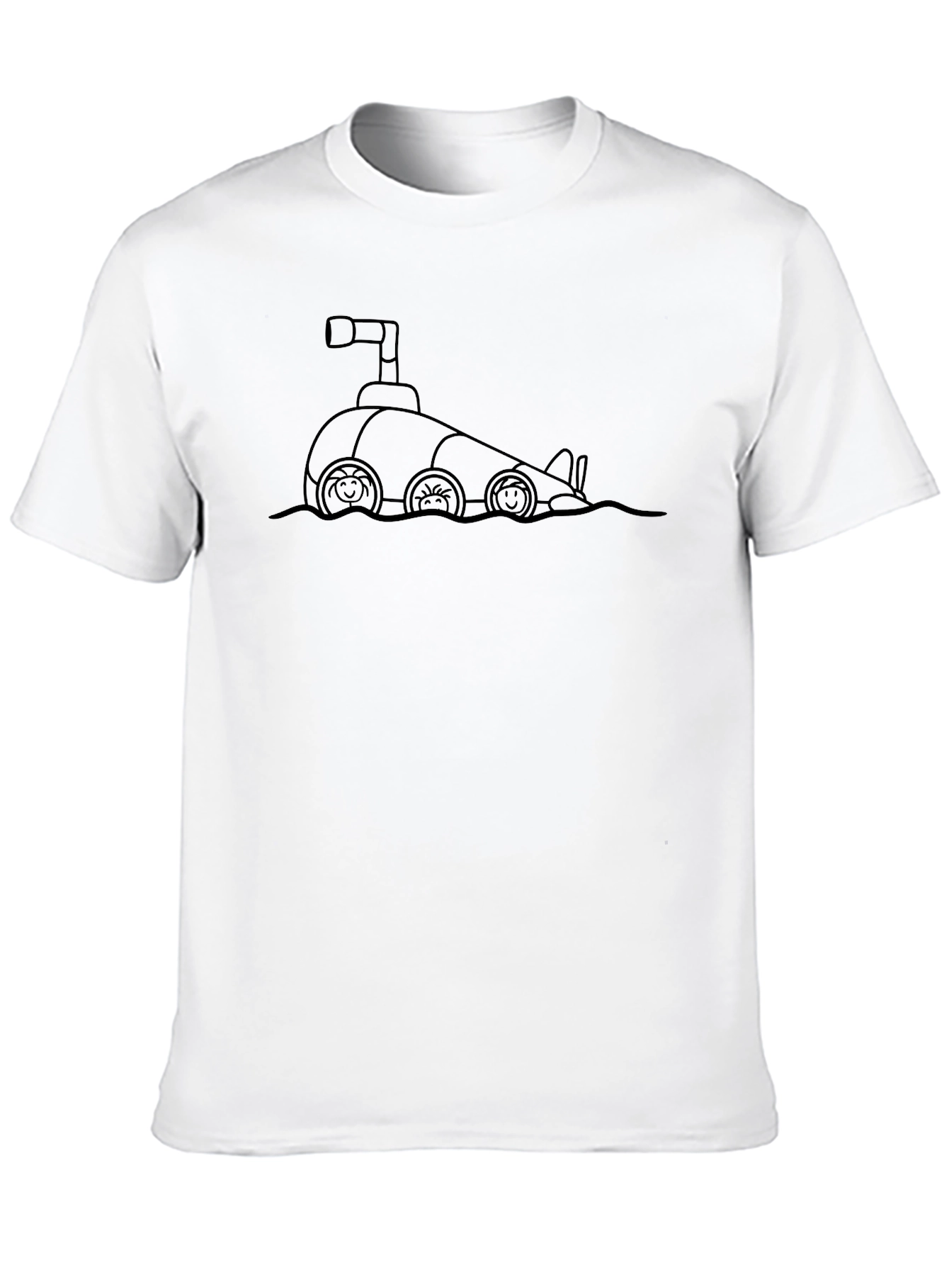 Funny Submarine T-Shirt - Black Cotton Crew Neck Tee