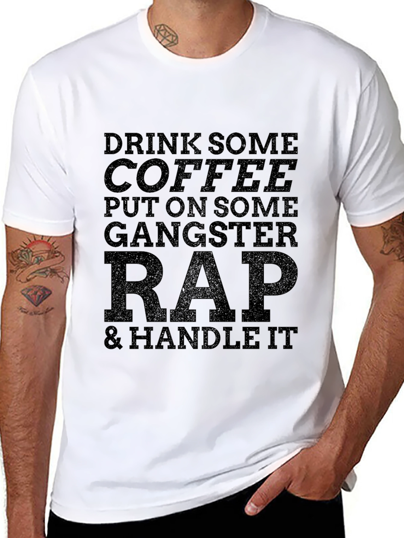 Gangster Rap & Coffee Graphic Tee - Black