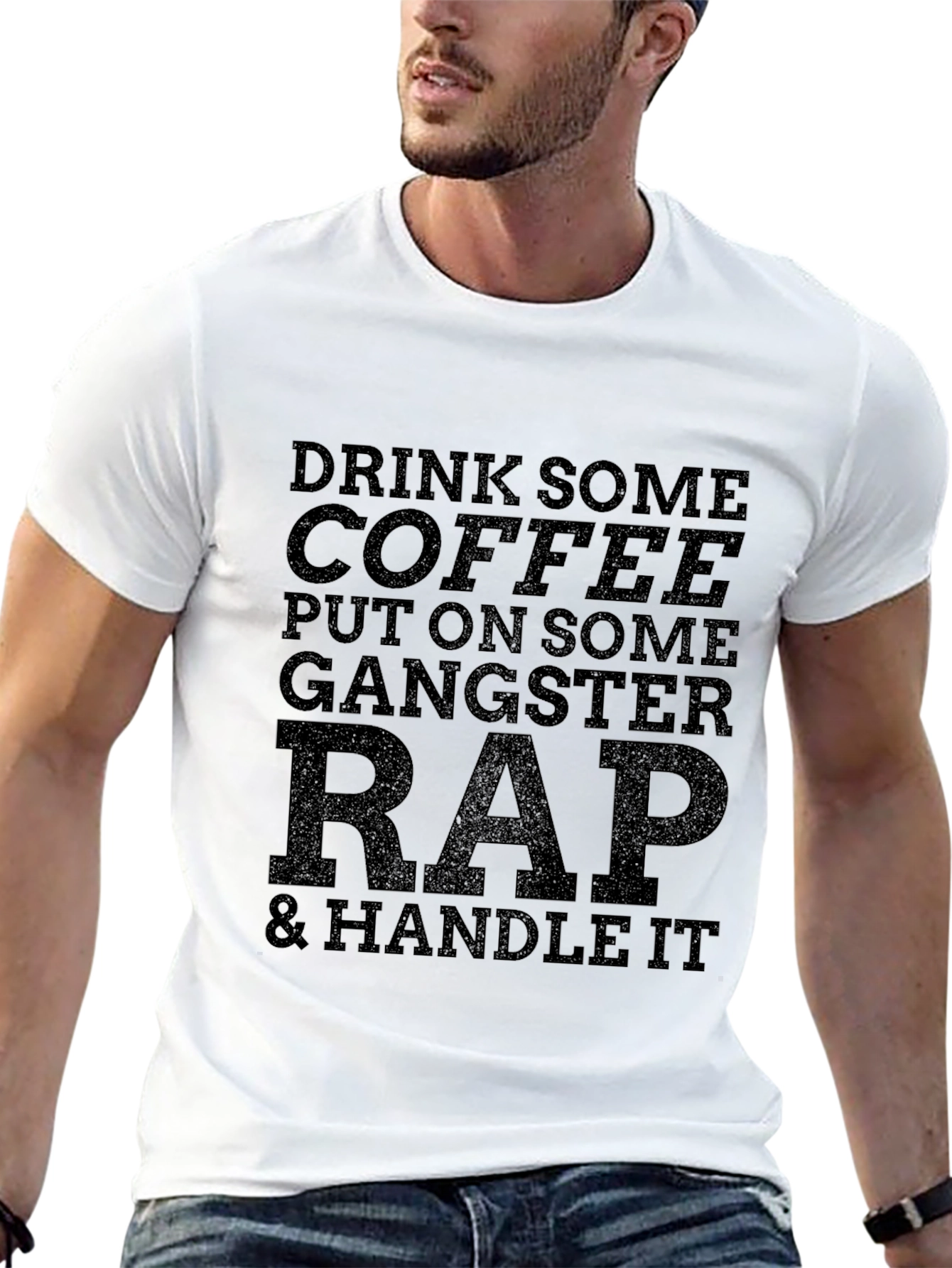 Gangster Rap & Coffee Graphic Tee - Black