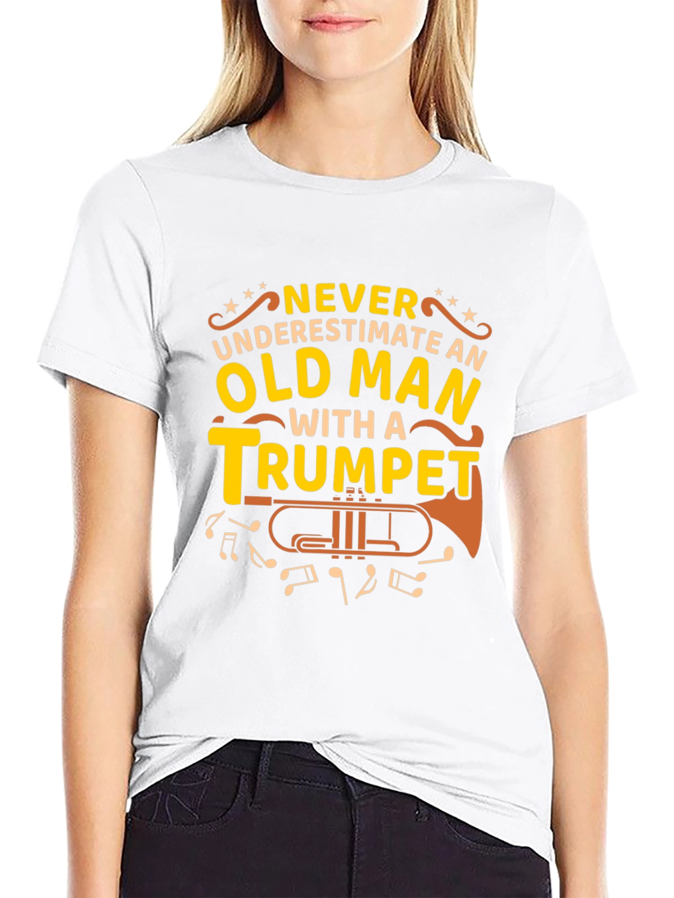 Old Man Trumpet Graphic Tee - Musicians Gift
