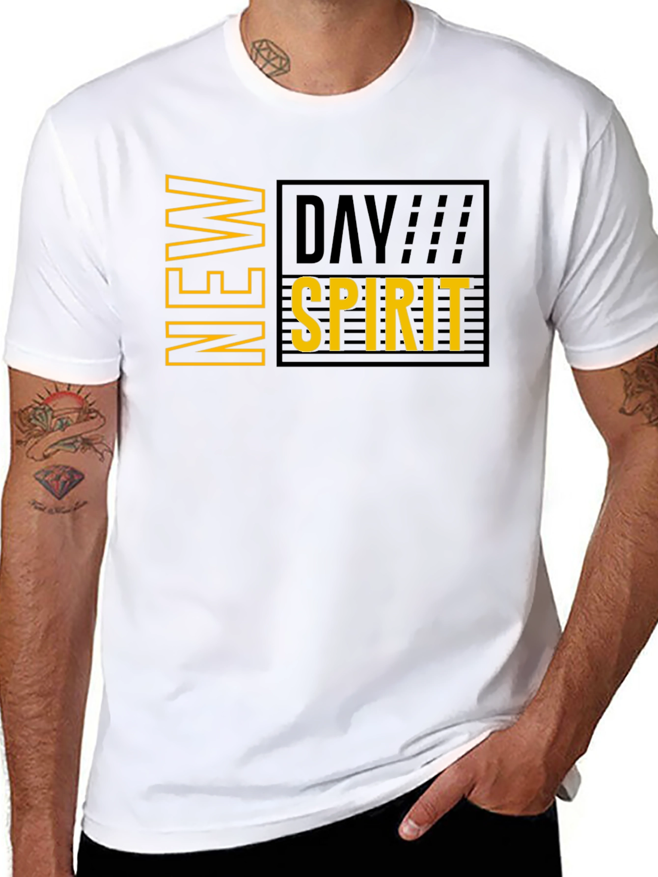 New Day Spirit Graphic Print Black T-Shirt
