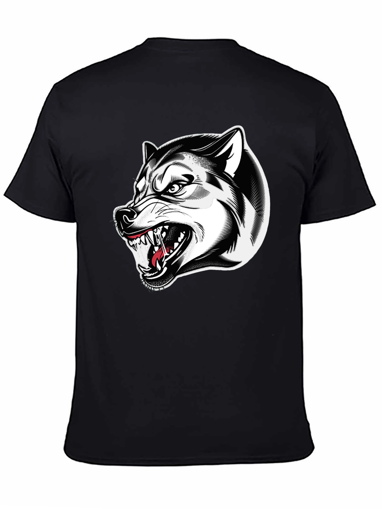 Mens Black Wolf Graphic Tee