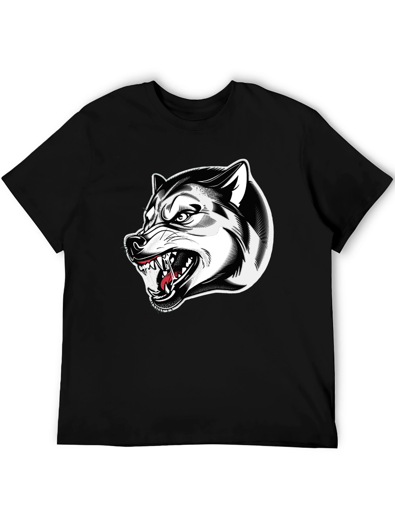 Mens Black Wolf Graphic Tee