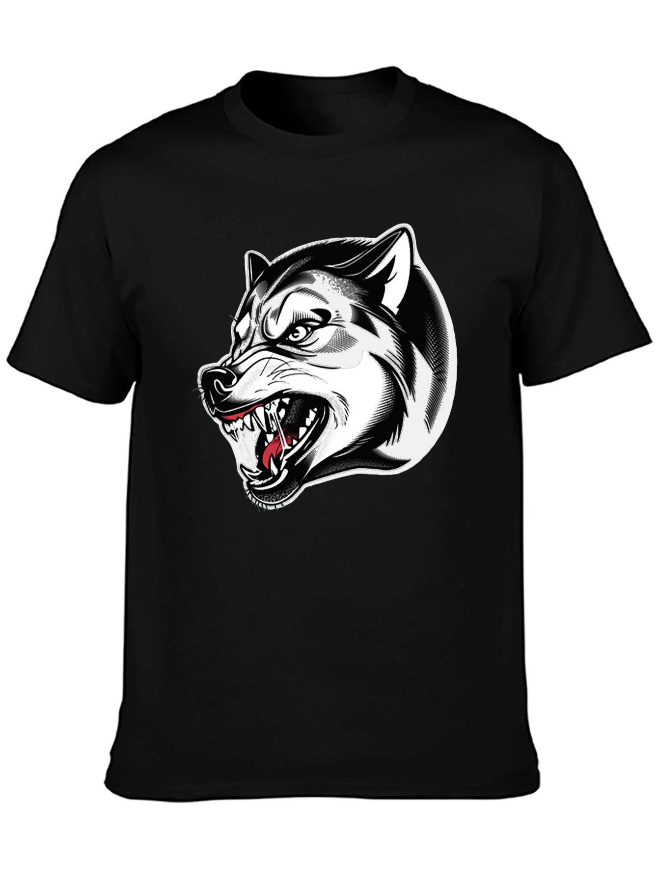 Mens Black Wolf Graphic Tee