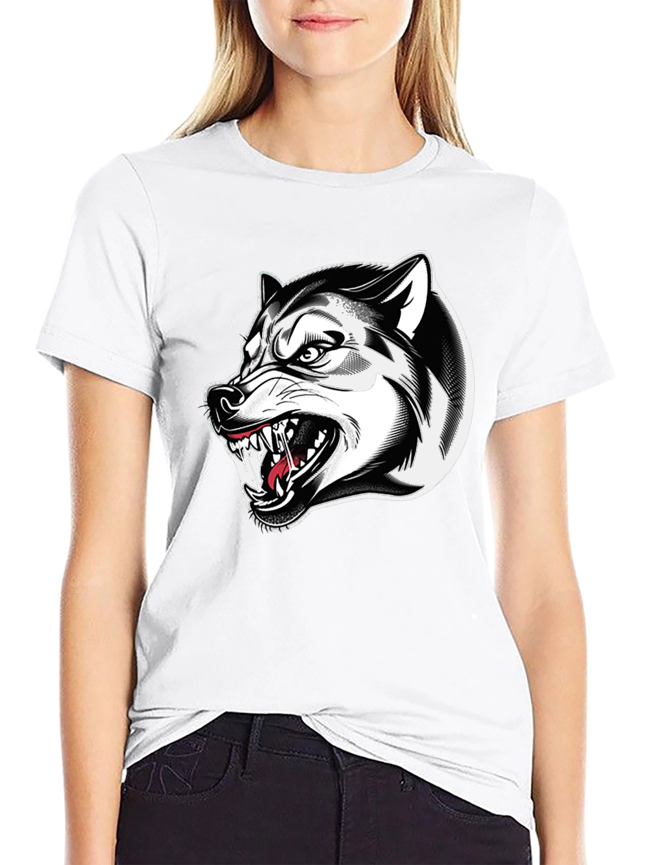 Mens Black Wolf Graphic Tee