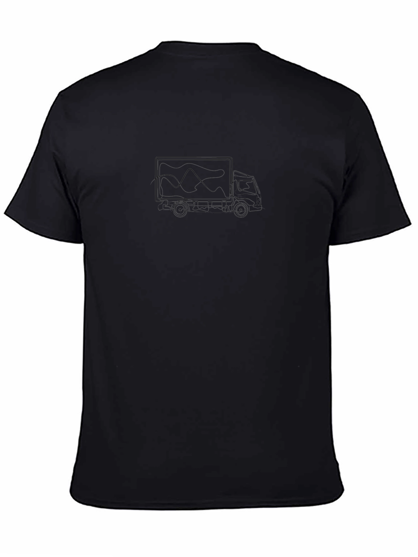 Black T-Shirt with Moving Truck Design