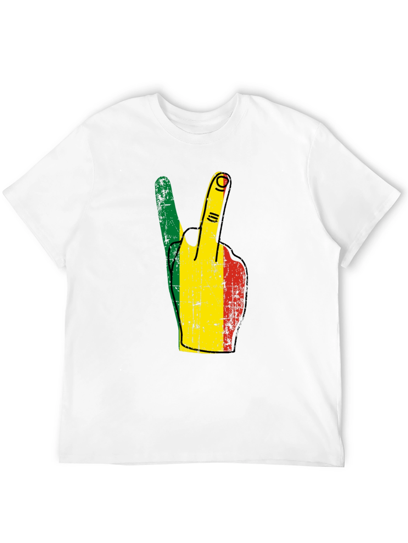 Rasta Peace Sign Graphic T-Shirt - Black