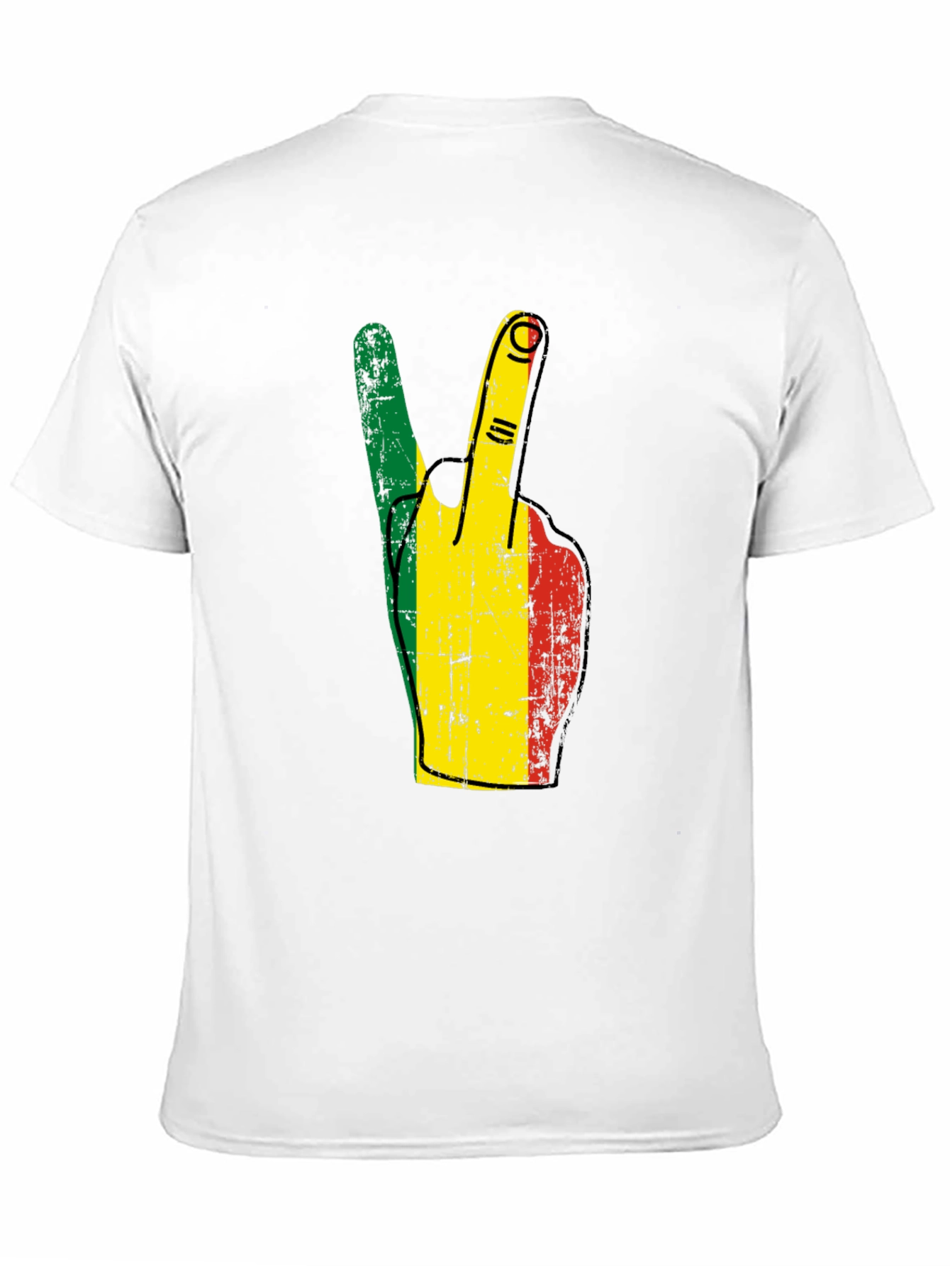 Rasta Peace Sign Graphic T-Shirt - Black