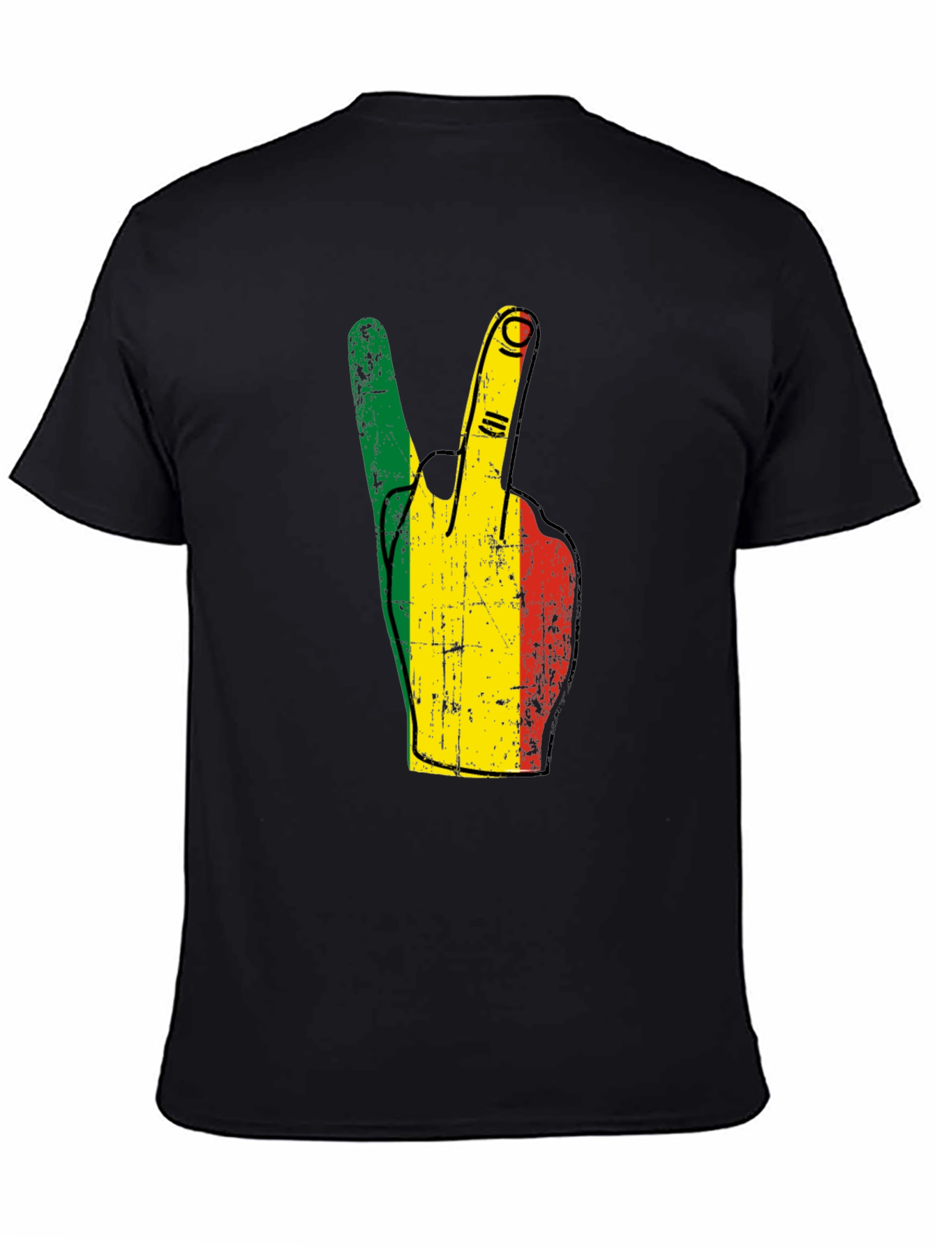 Rasta Peace Sign Graphic T-Shirt - Black