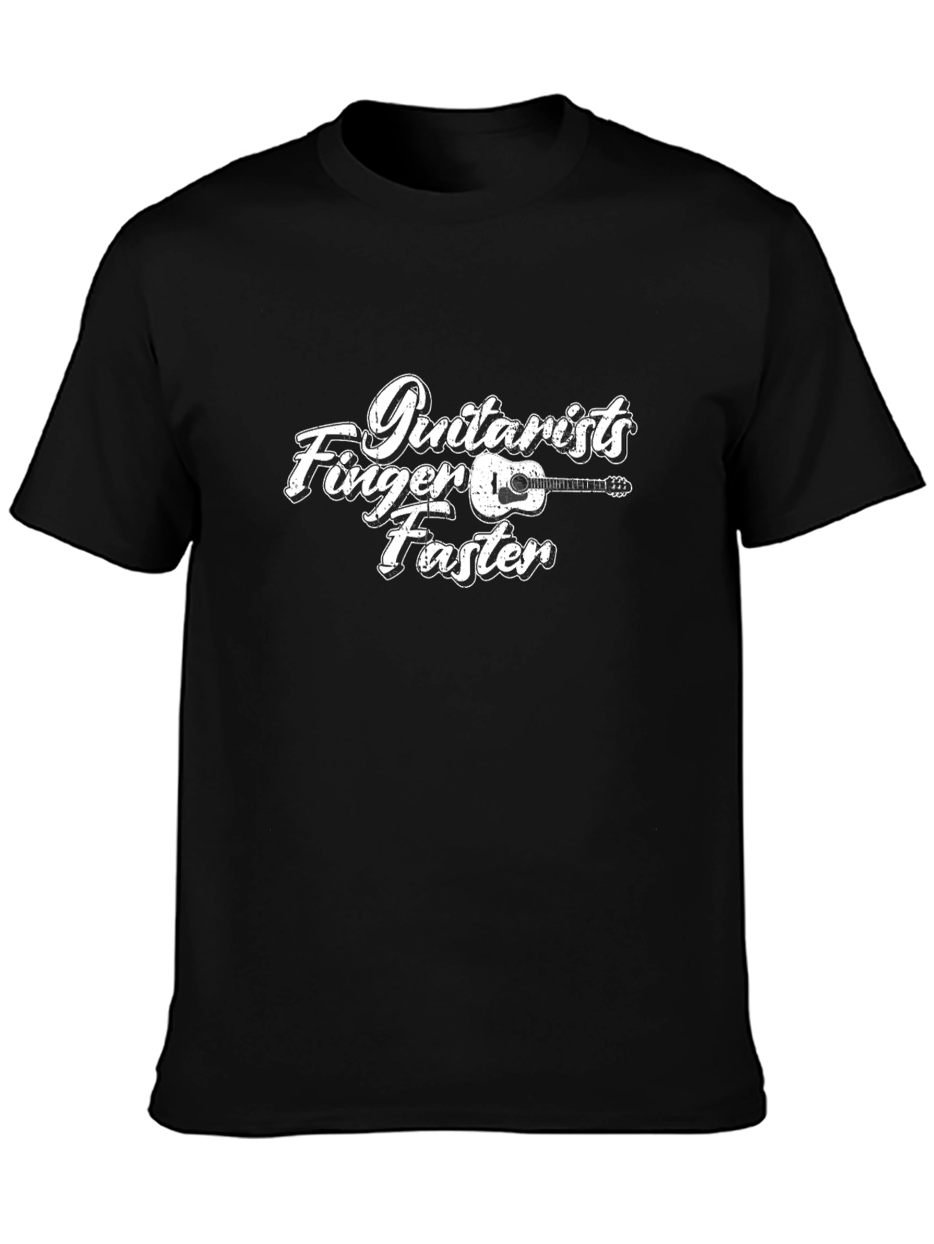 Guitarist Fingers Faster Black Graphic Tee