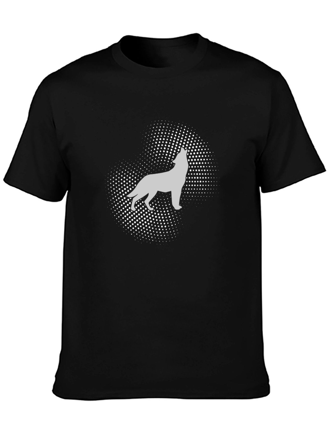 Wolf Silhouette Graphic Tee - Black Cotton T-Shirt
