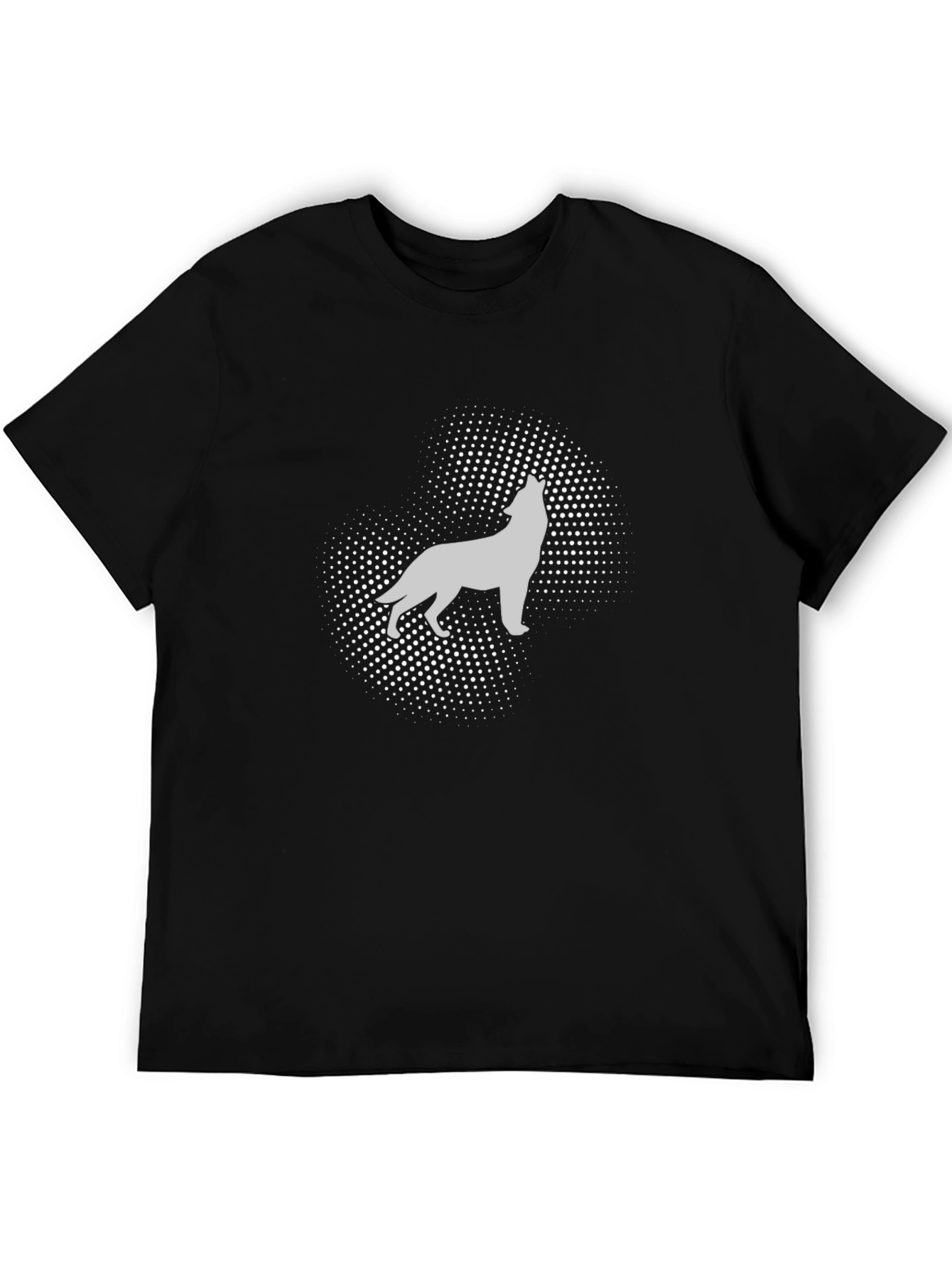 Wolf Silhouette Graphic Tee - Black Cotton T-Shirt