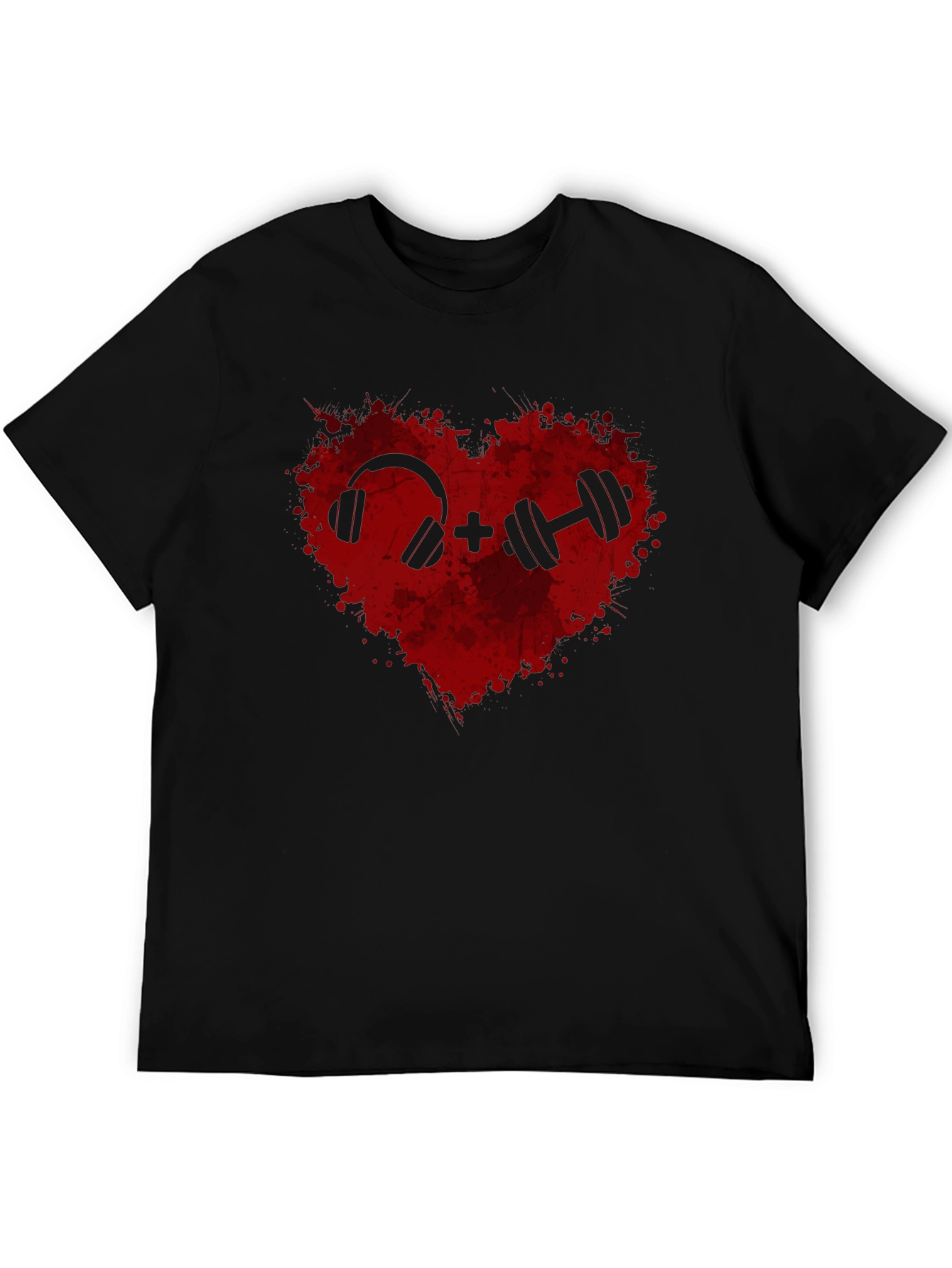 Workout Heart Tee: Music and Weights Graphic T-Shirt