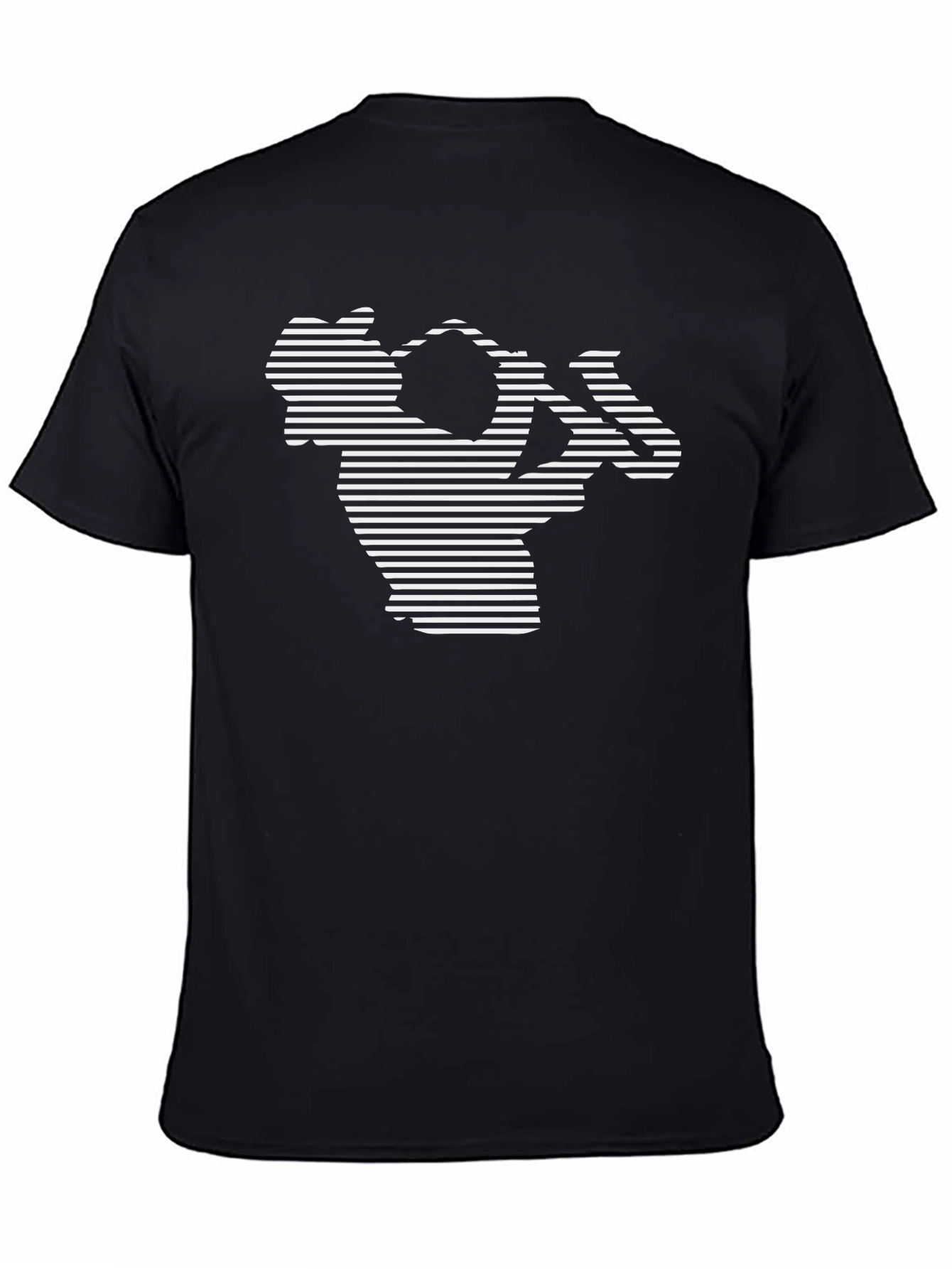 Striped Saxophone Graphic Tee - Black Cotton T-Shirt