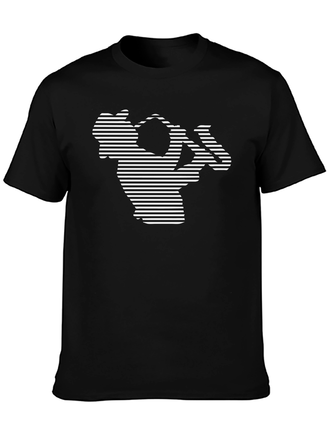 Striped Saxophone Graphic Tee - Black Cotton T-Shirt