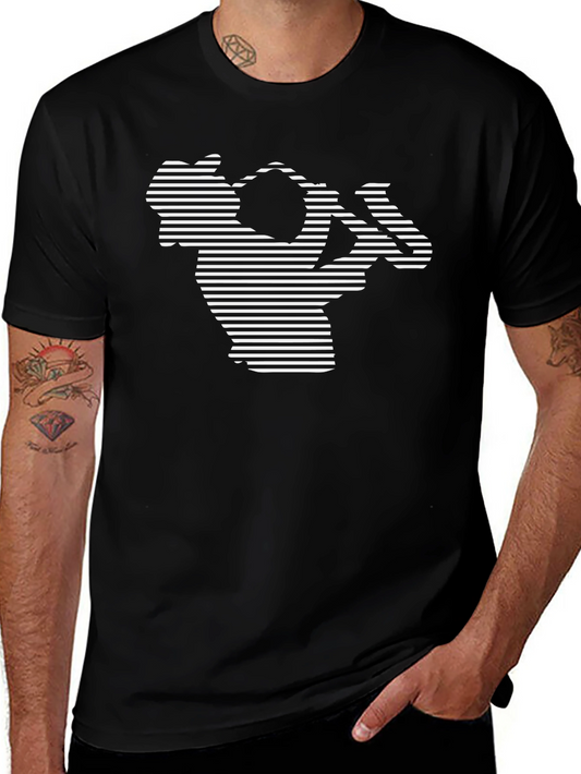 Striped Saxophone Graphic Tee - Black Cotton T-Shirt