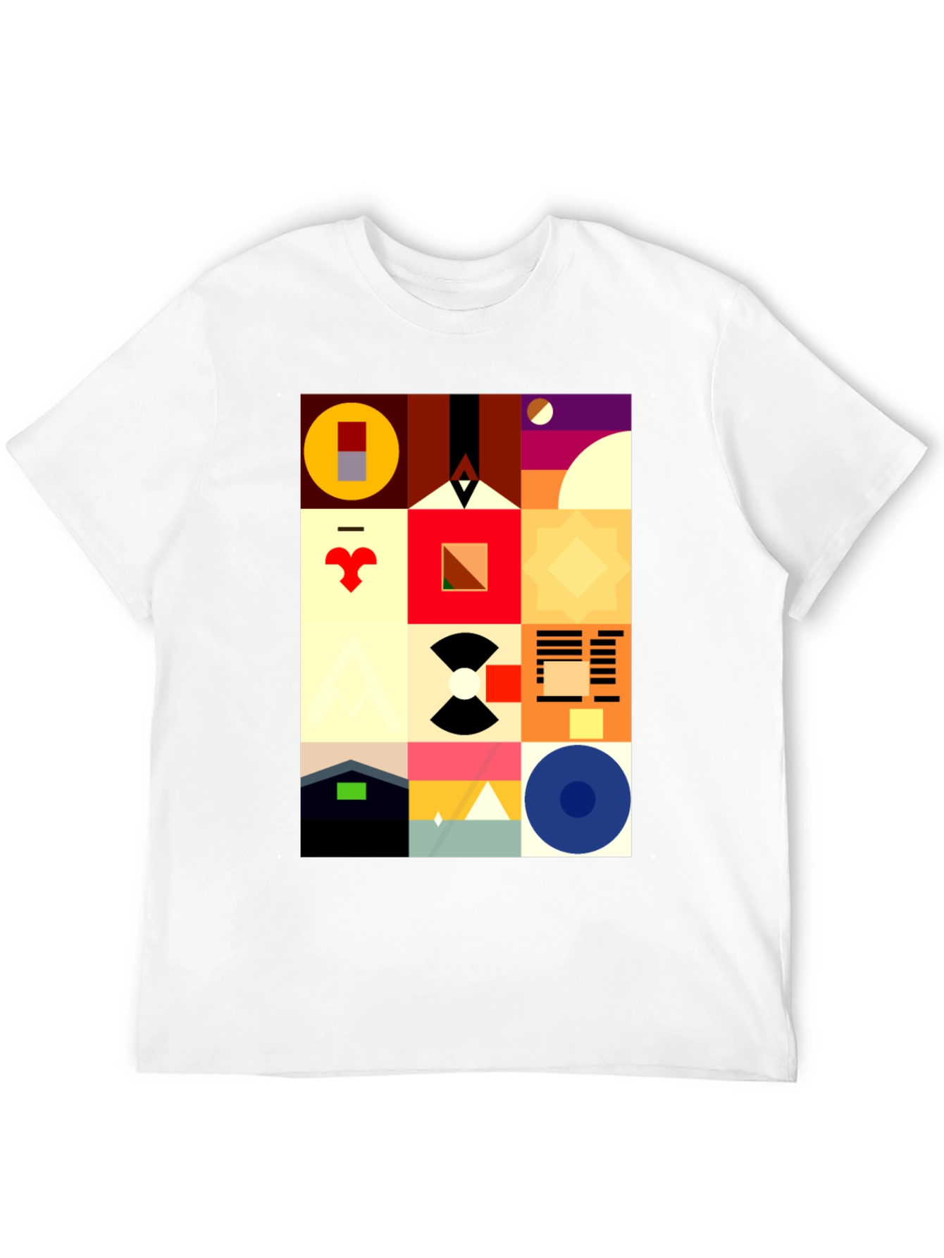 Abstract Geometric Pattern Black Tee